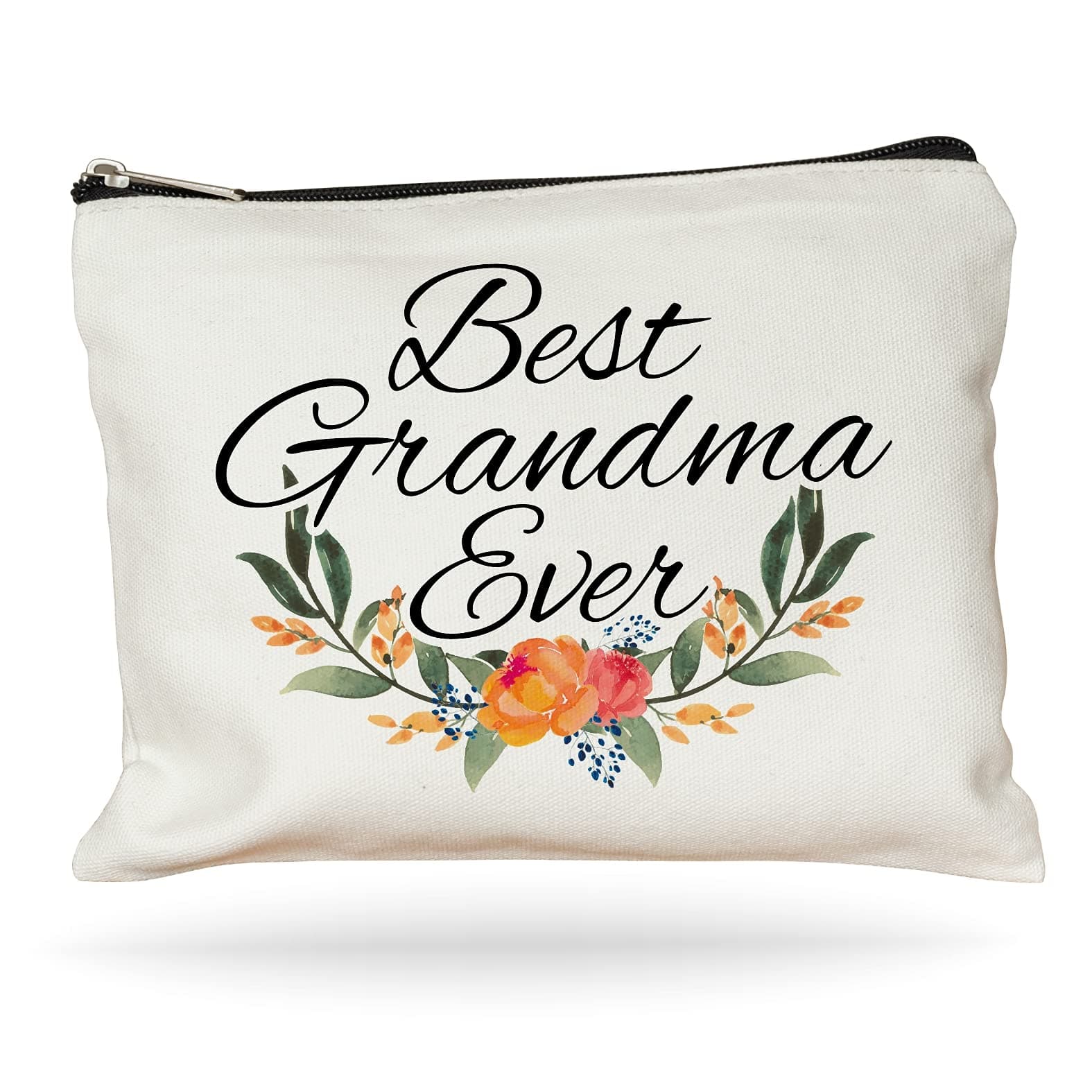 Moonwake Designs- Best Grandma Ever Makeup Bag, Gift for Grandma, Mother's Day Gift, Cosmetic Bag for Nana, Floral Bag, Travel Makeup Pouch