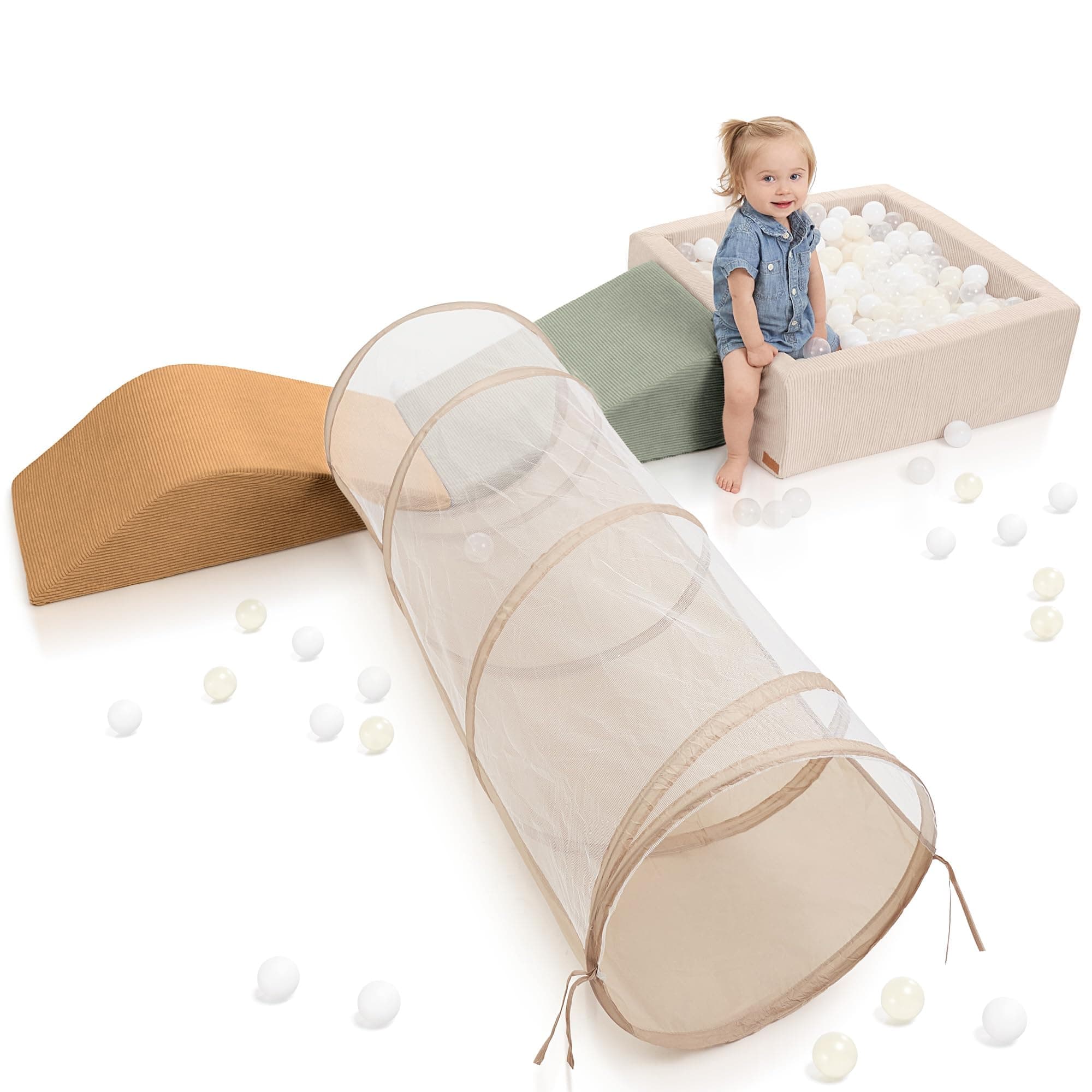 ZICOTOFun Climbing Toy Set for Toddlers Aged 1-3 - Incl. Crawl Through Tunnel and Large Ball Pit for Unlimited Indoor Fun - The Perfect Inside Play Area/Playground for Kids to Safely Learn New Skills