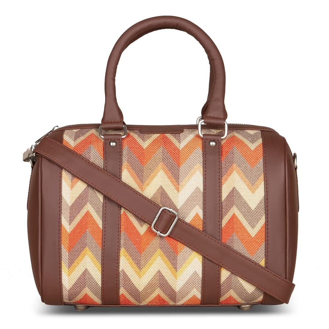 Vegan Leather Handmade Women's Handbags with double handles and detachable Sling Strap