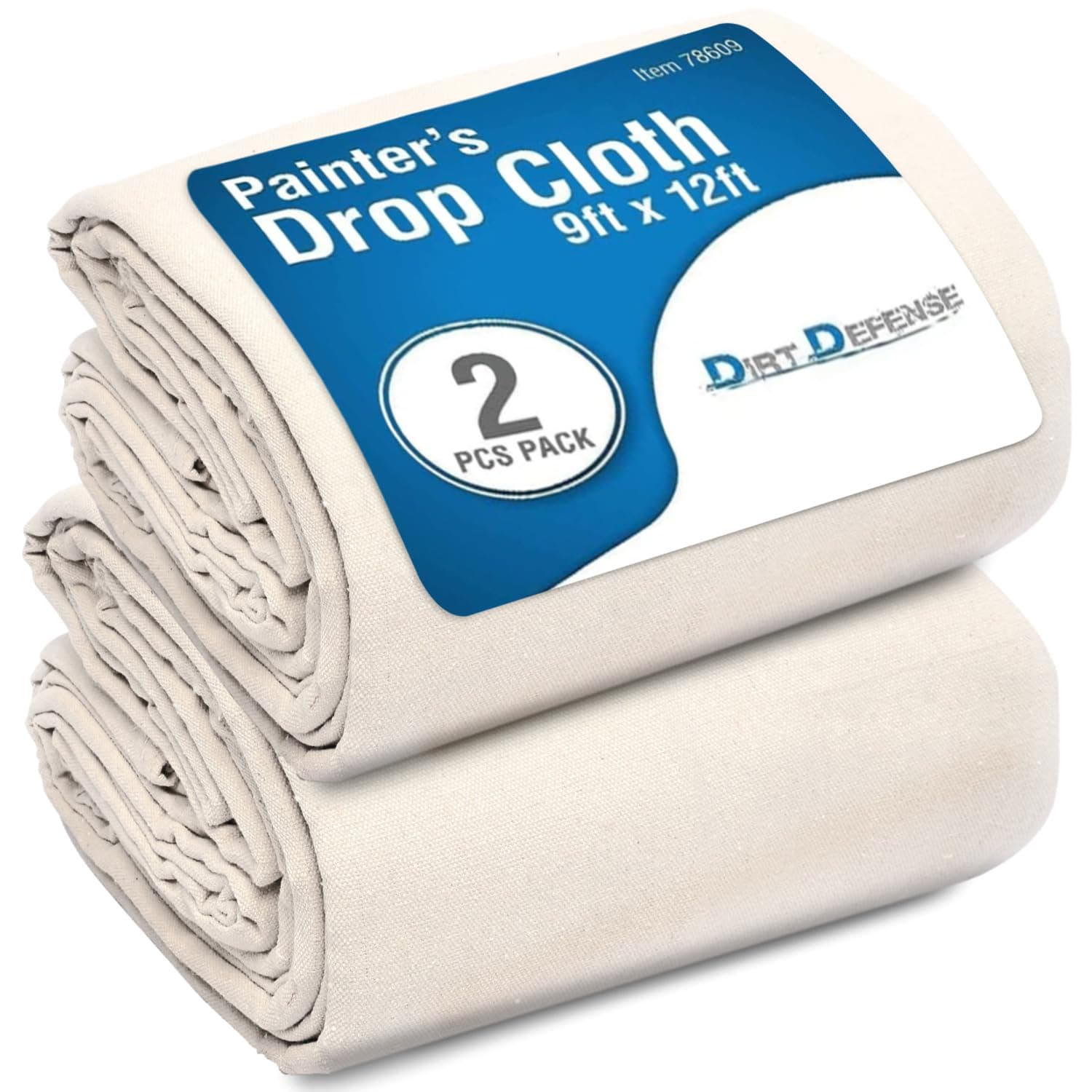 Pack of 2: All Purpose Canvas Drop Cloth Cotton Tarp 9x12 Large Canvas Tarp for Art Supplies, Drop Cloth for Painting Supplies/Paint Fabric or Couch Cover and Furniture Cover from Paint