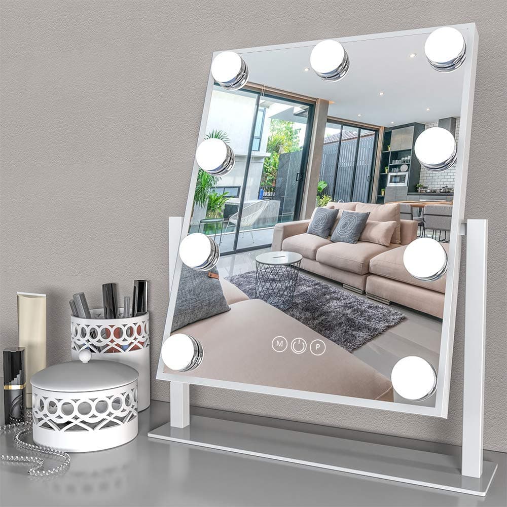 Lighted Vanity Mirror - Hollywood Style Makeup Vanity Mirror with Lights and Touch button,3 Color Model, Cosmetic Mirror with 9,12,15,18 pcs Dimmable Bulbs for Dressing Table (9 bulbs)