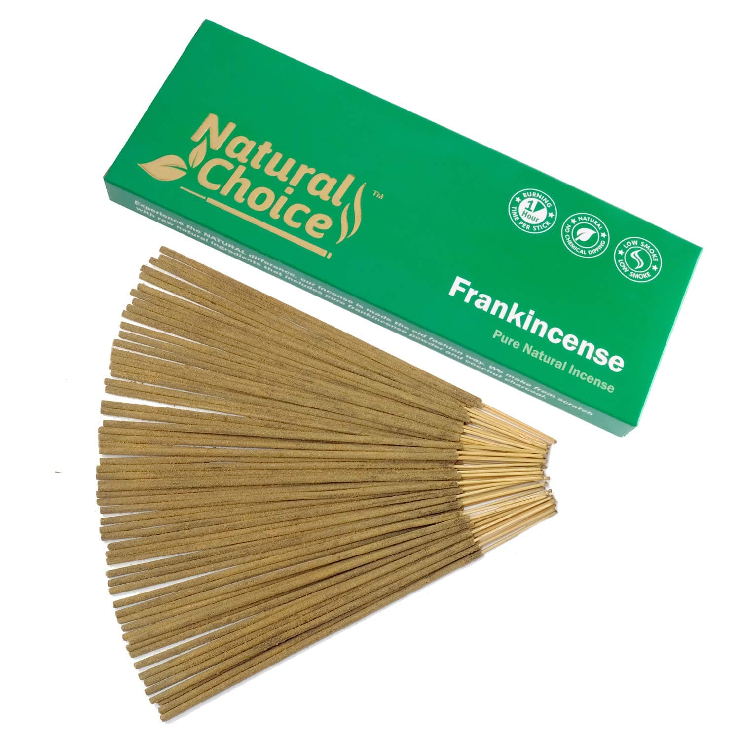 Natural Choice Frankincense Incense Sticks 100 Grams, Low Smoke Traditional Incense Sticks Made from Scratch, Never Dipped