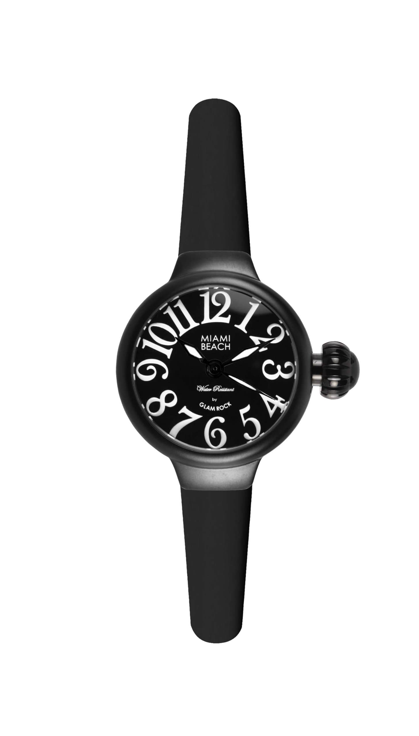 Glam Rock Art Deco Collection Women's Quartz Watch with Black Dial Analogue Display and Black Silicone Strap 0.96.2942