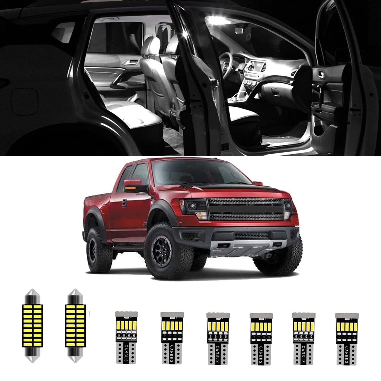 AWALITED 9pcs F150 Interior LED Lights Kit Super Bright LED Map Dome Light Bulbs for 2009 2010 2011 2012 2013 2014 Ford F150 Pickup all models