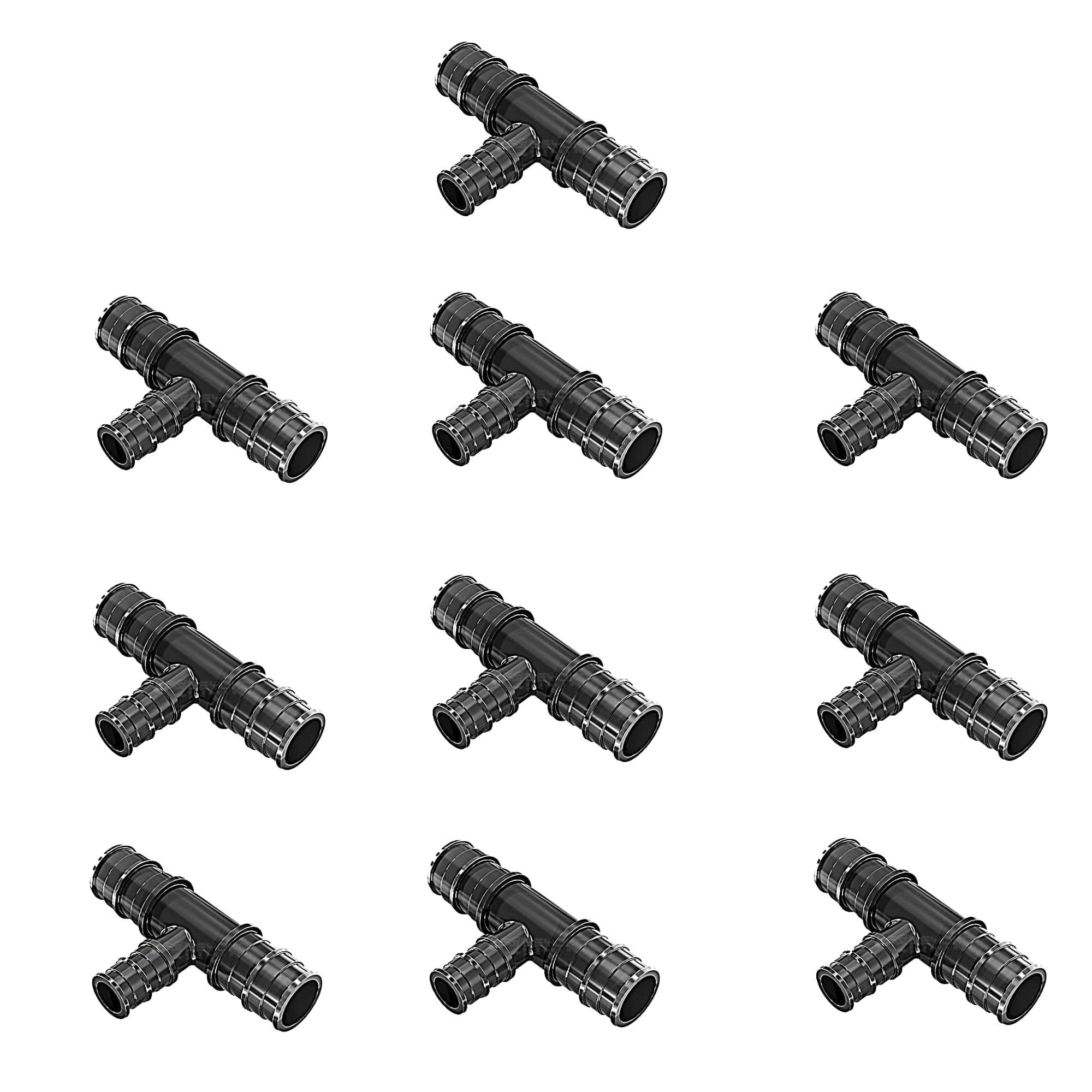 Poly PEX A Expansion Tees – 3/4" x 3/4" x 1/2" Reducing Fittings (10 PCS) – Leak-Proof Plastic Plumbing Connectors F-1960 for PEX-A Pipe