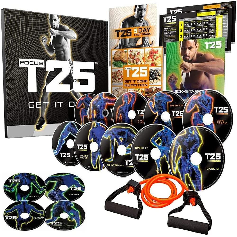 Life Element Shaun T’s FOCUS T25 Insanity Home Workout DVD Set for Man woman losing weight&Fitness Programme - 25 Minutes 5 Days A Week 100% Results（Contains a nutritious diet guide）