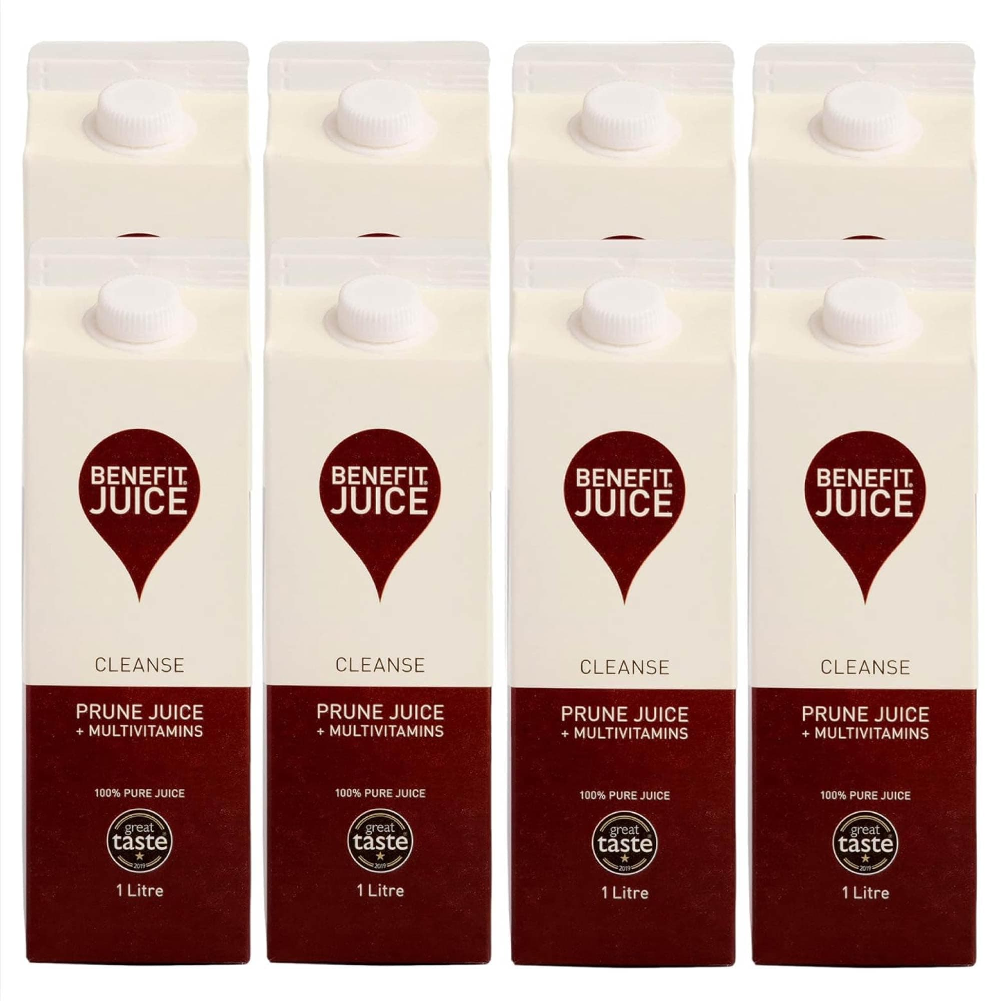 Pure Prune Juice - 8 x 1 Litre Cartons - Prune Juice for Constipation with with Vitamin A,C and E- Health Foods - Healthy Drinks
