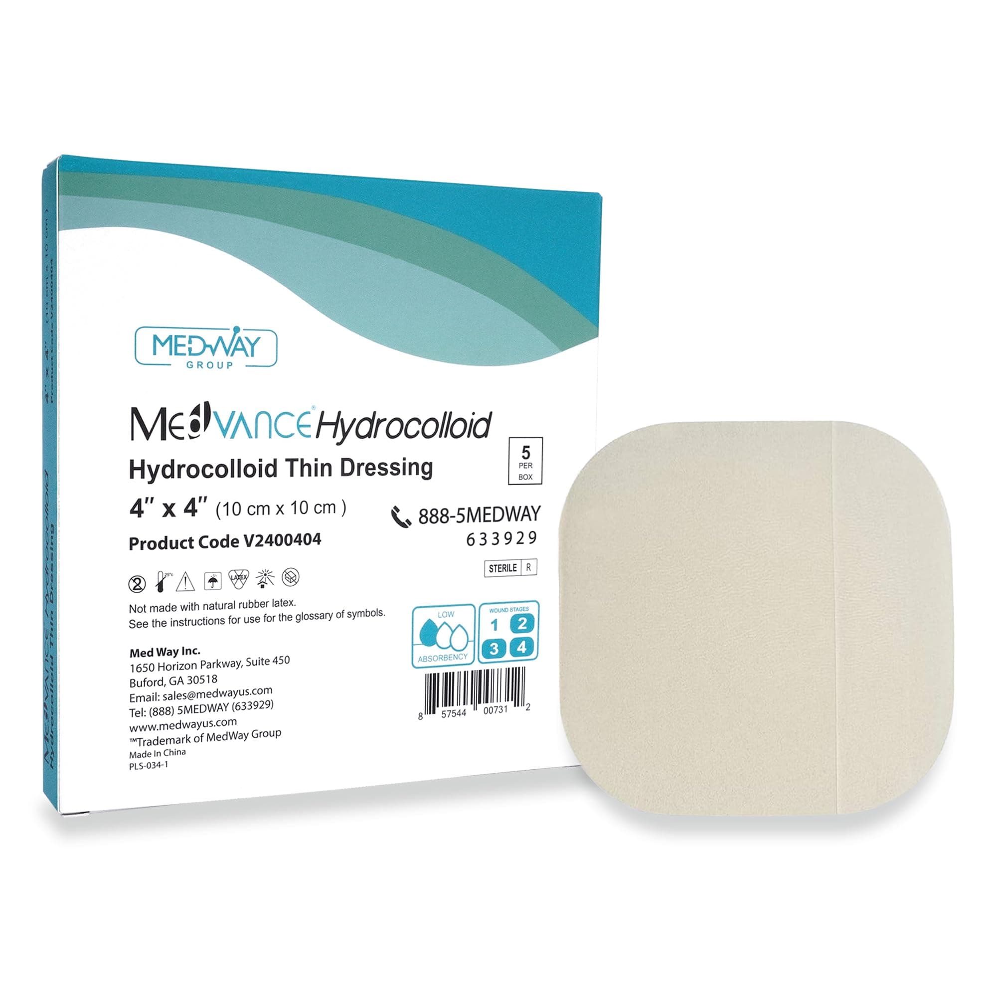 Hydrocolloid – Hydrocolloid Adhesive Thin Dressing, 4"x4", Box of 5 dressings