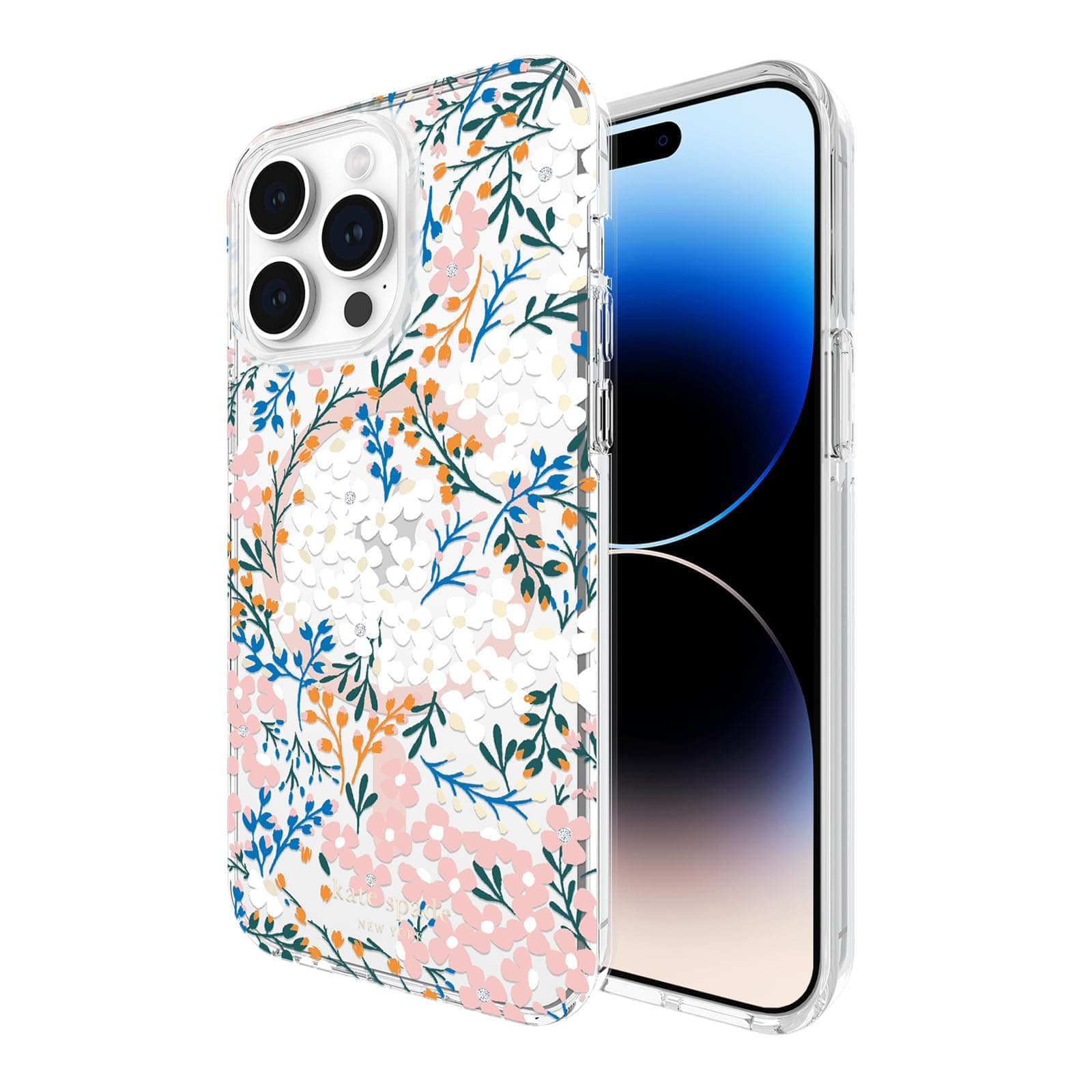 iPhone 14 Pro Max Case, Compatible with MagSafe - Multi Floral Rose and Pacific Green