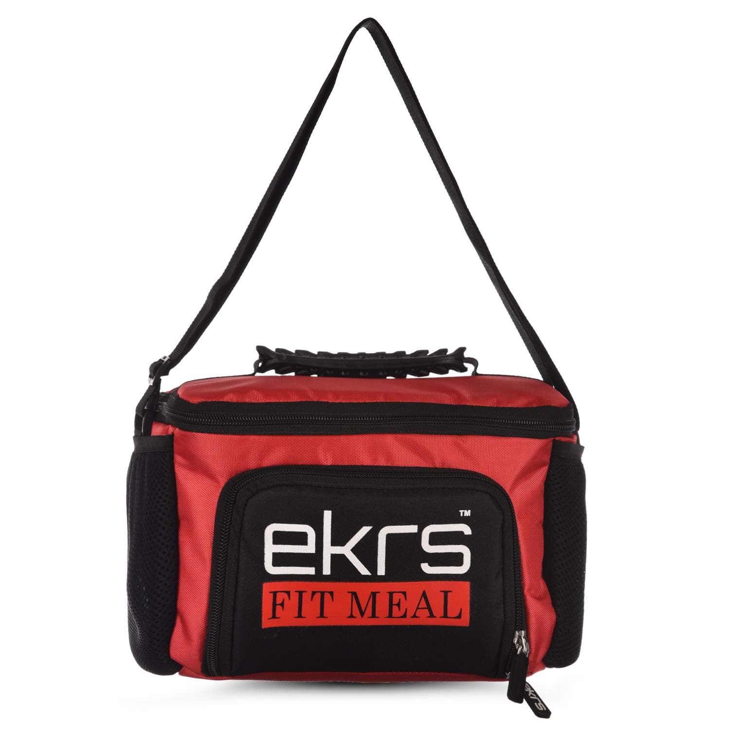 Ek Retail Shop EKRS Gym Management Insulated Lunch Bag Cooler with 2 Lock and Seal Meal Prep Containers, Ice Pack (Red and Black)