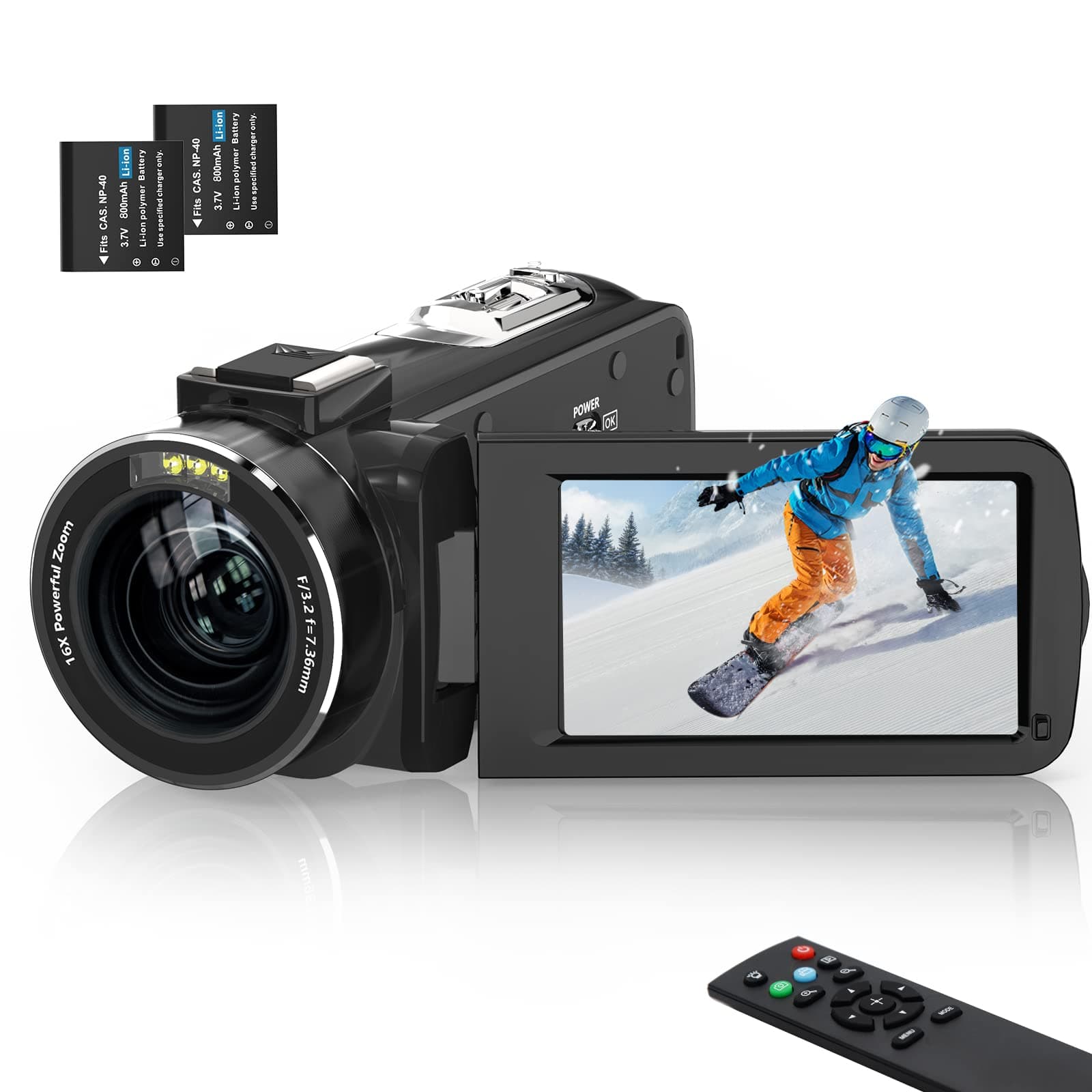 Video Camera Camcorder, 2.7K Digital Ultra HD 16X Digital Zoom Vlogging Camera with Wide Angle Lens 3.5" IPS Touch Screen Camera Recorder (3051LT-2.7K)