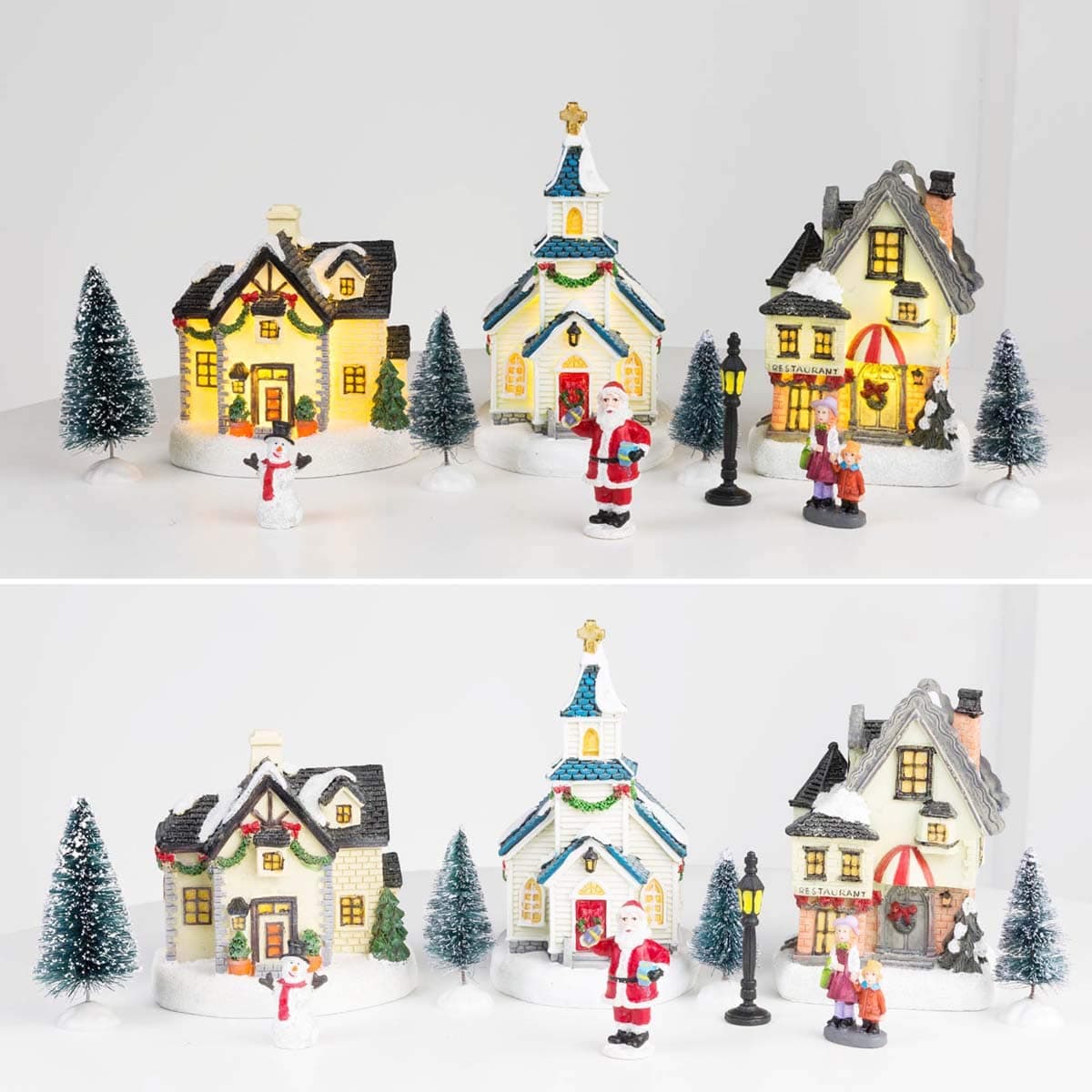 innodept12 Christmas Village Set Collection Building - Christmas Church and House Light-up, 11 Pieces Set, Height 4' to 6' inch