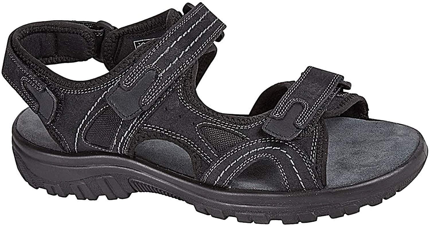 Mens Real Leather Adjustable Touch Fasten Comfort Gladiator Summer Sandals Shoes ,Black, 8 UK