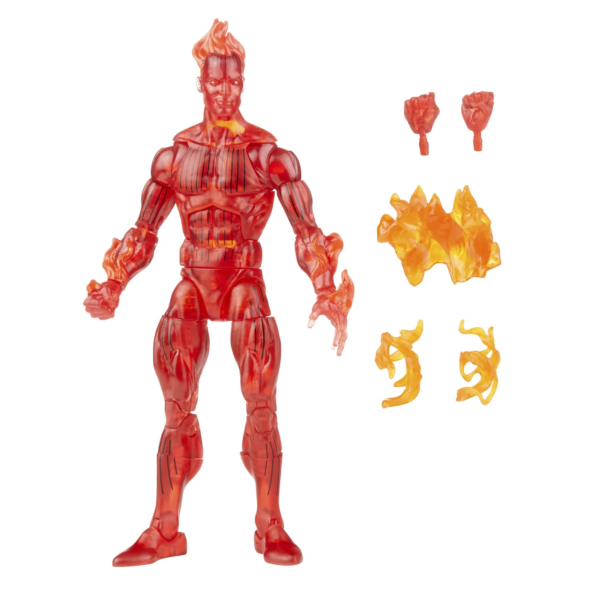 Marvel Hasbro Legends Series Retro Fantastic Four The Human Torch 6-inch Action Figure Toy, Includes 5 Accessories, Multicolor