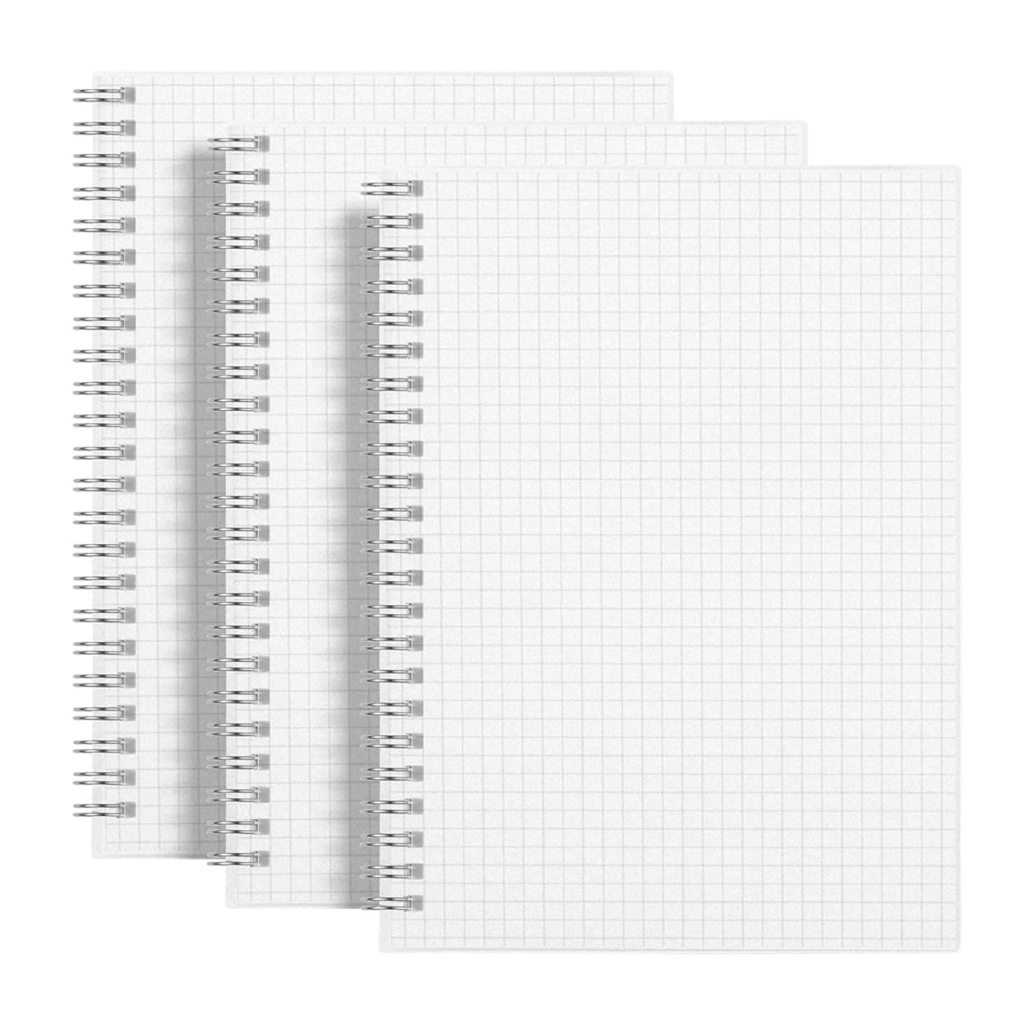 Graph Paper Notebook | A5 Graph Grid Spiral Notebooks | 480 Pages, 100 GSM | 5.5" x 8.3" | Durable | Acid-Free | Set of 3
