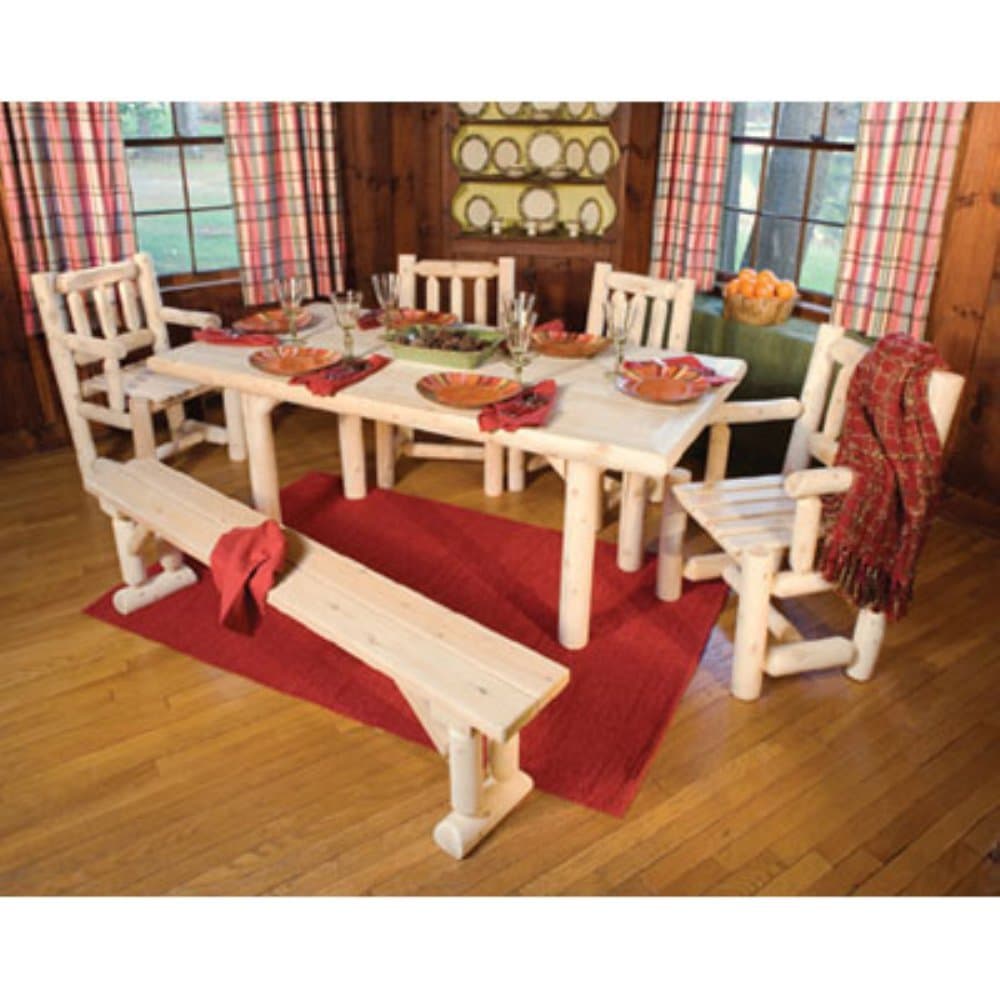 Rustic Cedar Furniture Old Country 6 Piece Dining Room Set with Bench