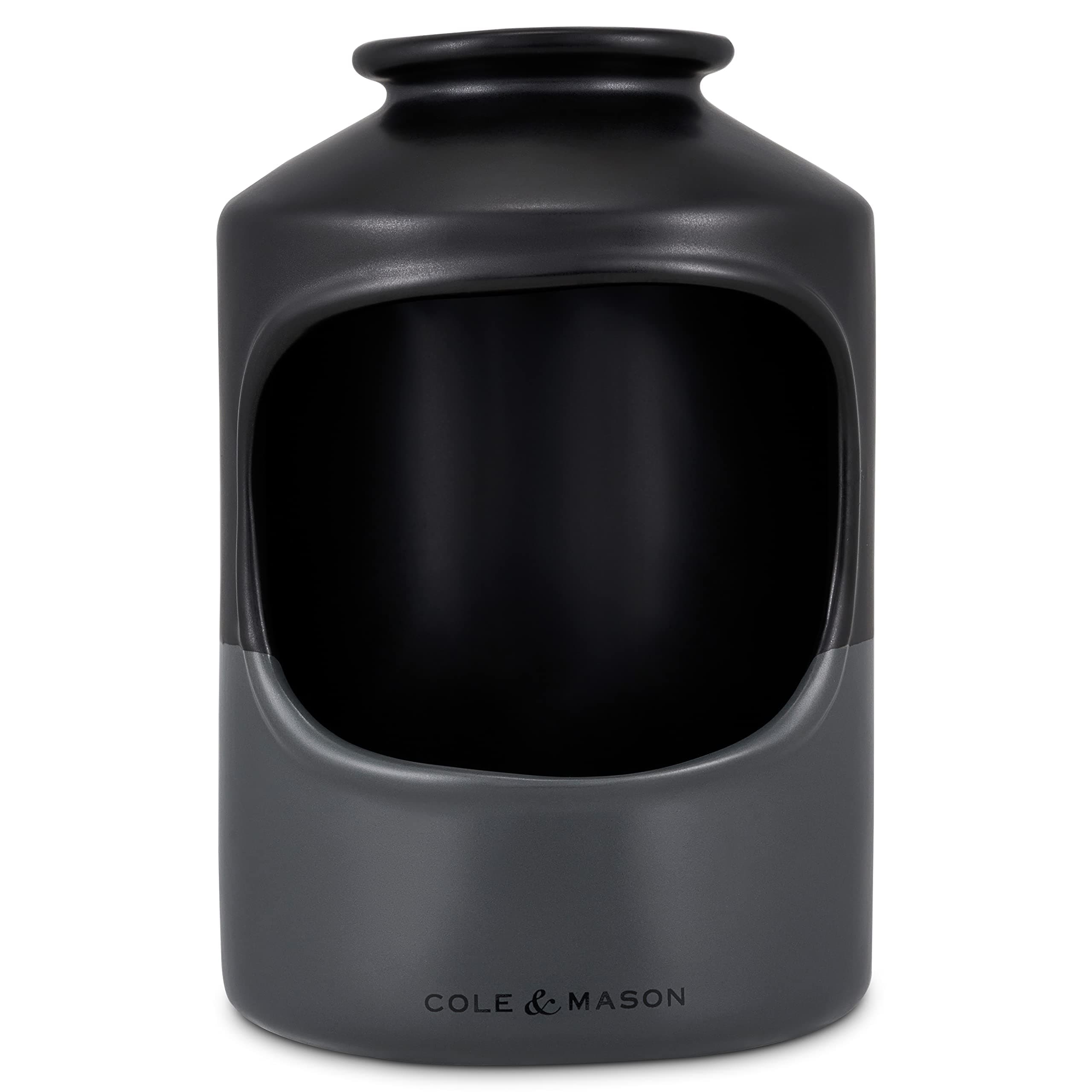 Strethall Black/Grey Salt Pig, Kitchen Organisation, Seasoning Storage Pot/Salt Cellar, Ceramic, (H) 163 mm x (D) 110 mm, Salt Not Included