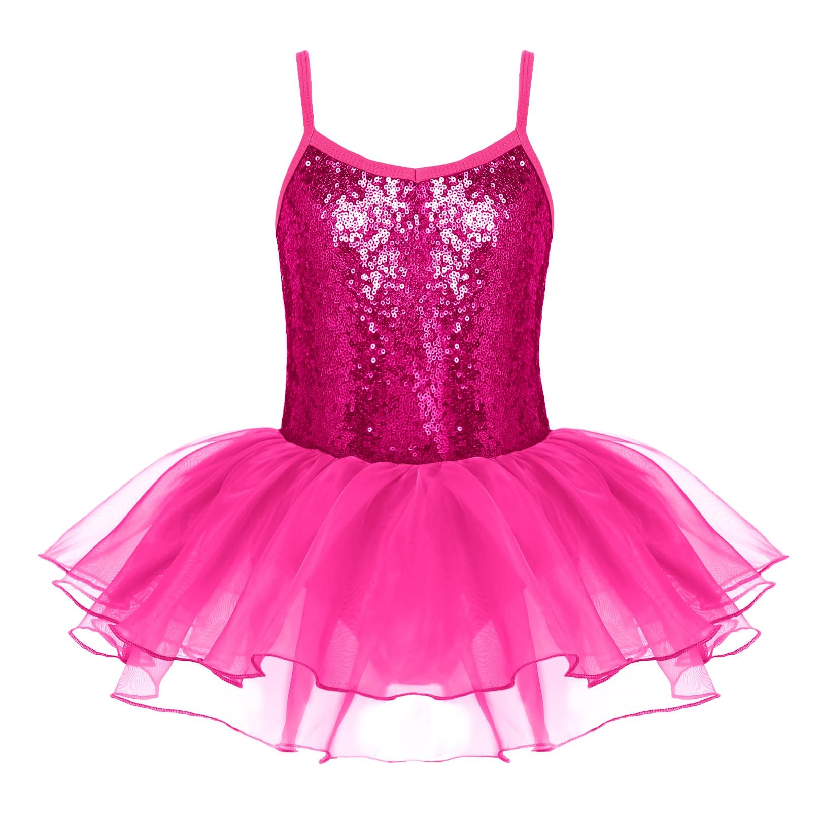 Zaclotre Little Girls Sequin Leotard Sparkly Strap Ballet Leotards Tutu Dress Ballerina Outfit Dance Costume for Kids