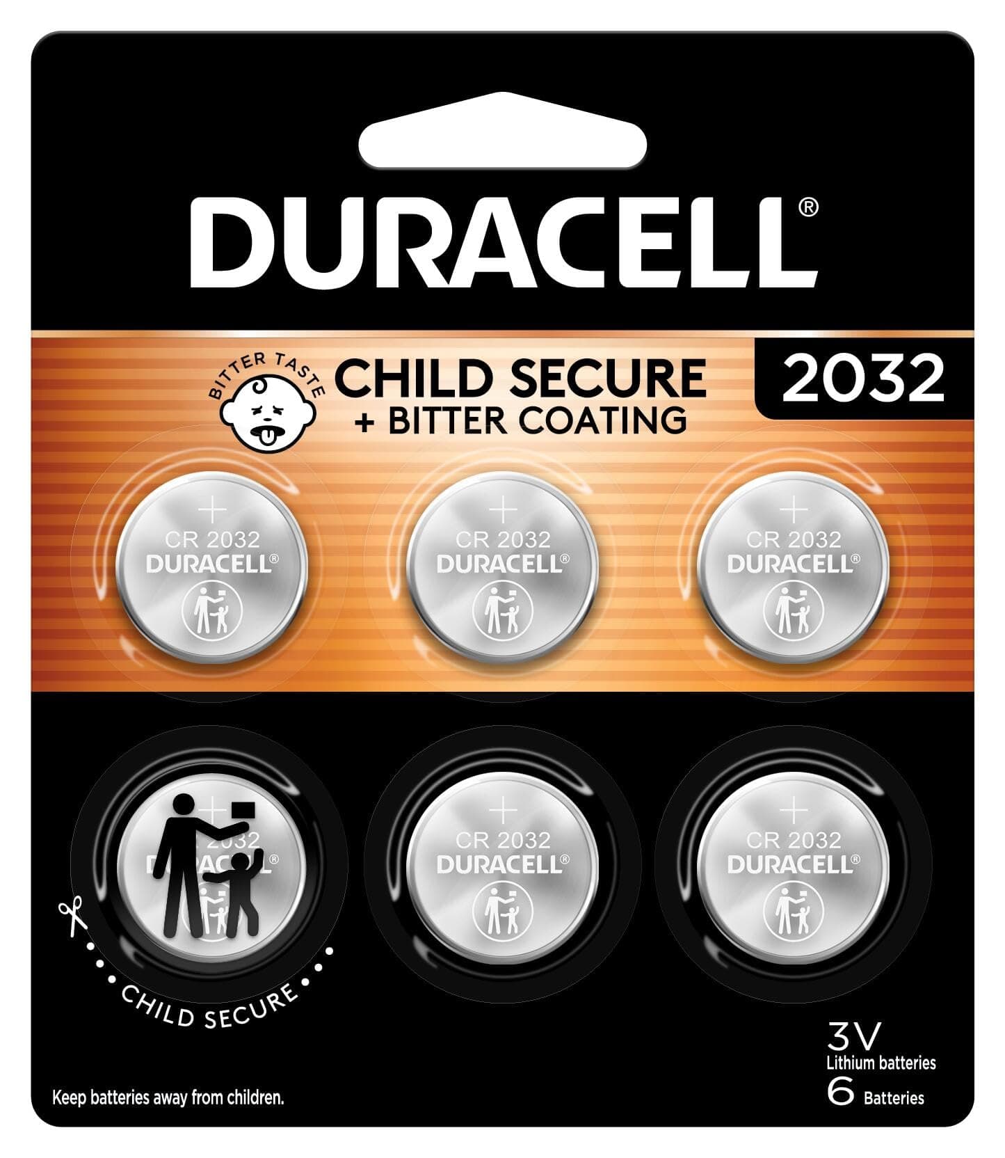 2032 Lithium Battery, 6 Count (Pack of 1), Compatible with AirTag, Child Safety Features, Key Fob, CR2032 3V Cell