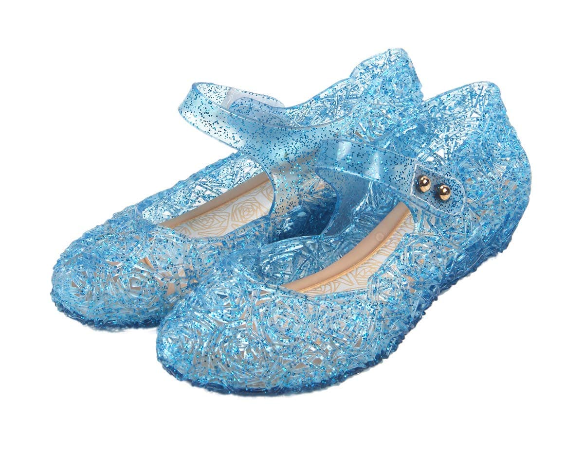 Princess Costumes Jelly Flats Shoes, Cosplay Birthday Party Dress Up Sandals for Little Girls, Toddler or Kids