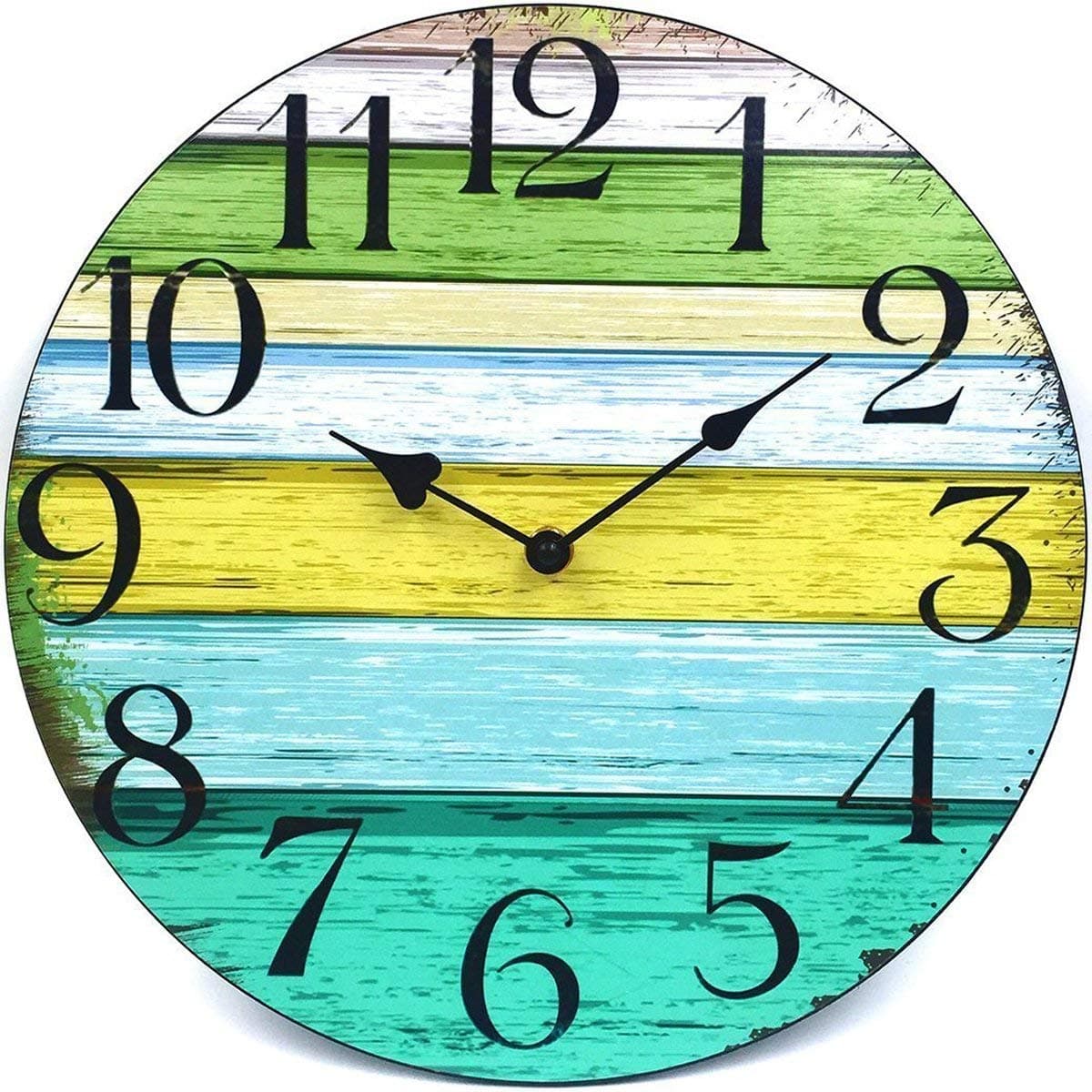 14" Silent Large Wall Clock Battery Operated Non-Ticking, Vintage Wood Wall Clocks Decorative for Kitchen Home Office Wall Decor, Frameless Retro Wall Clock School Bathroom Living Room
