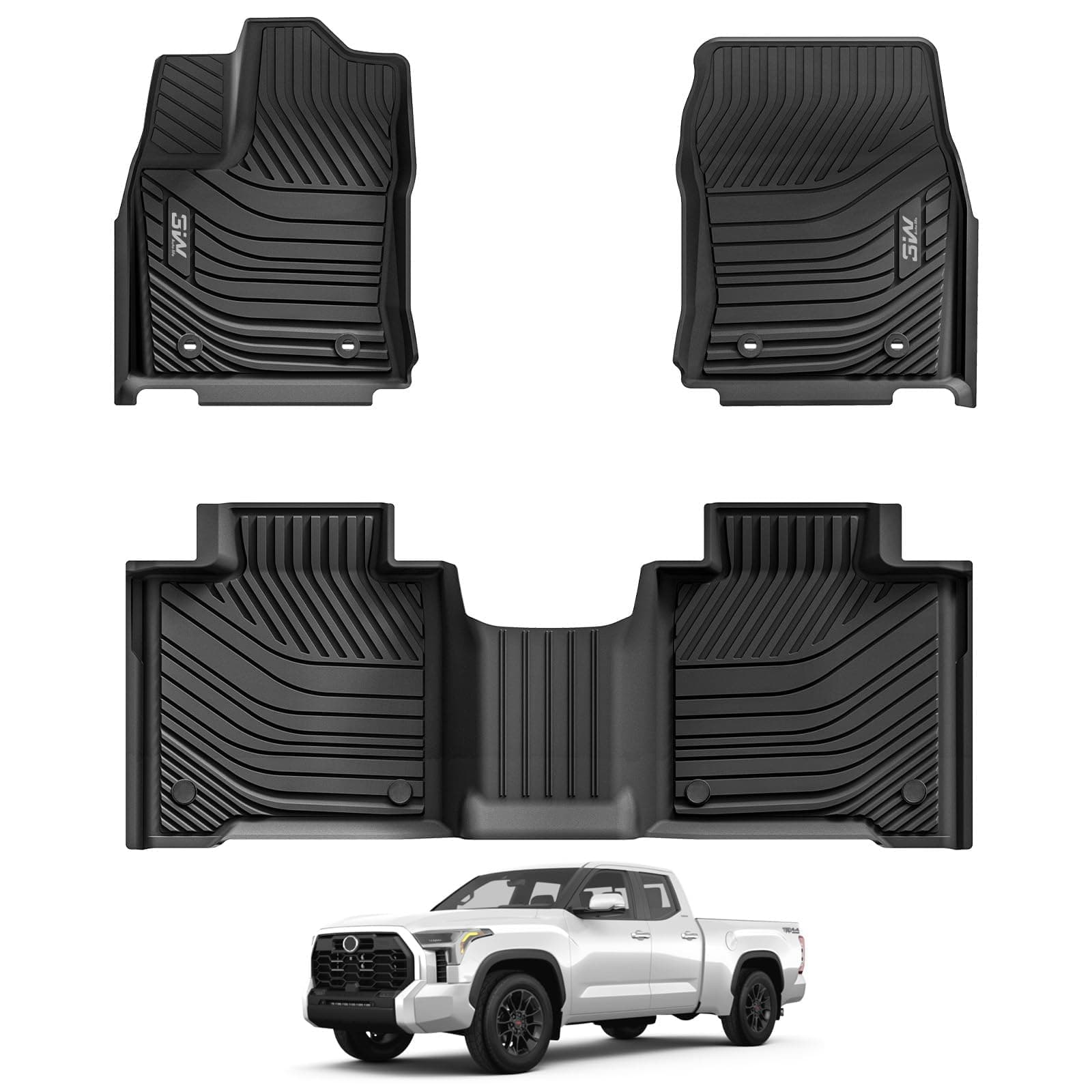 Floor Mats Fit 2022-2026 Toyota Tundra (Only for CrewMax Cab), TPE All Weather Custom Fit Floor Liner for Tundra SR/SR5/TRD PRO/Limited/Platinum/Castone Accessories Car Mats Easy Clean