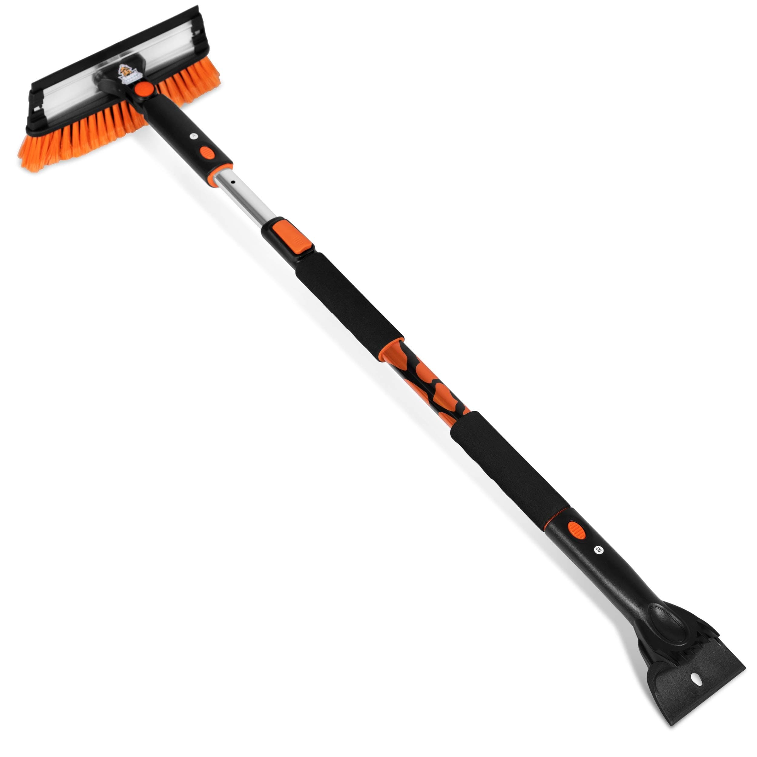 Snow MOOver 58" Extendable Snow Brush with Squeegee & Ice Scraper for Car or Truck - Foam Grip - Auto SUV Snow Removal - Removable Ice Scraper for Windshield - Extra Long