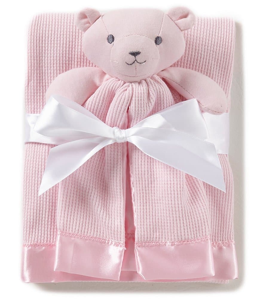 Thermal Waffle Weave Baby Blanket (Pink) and Lovey Security Blankie