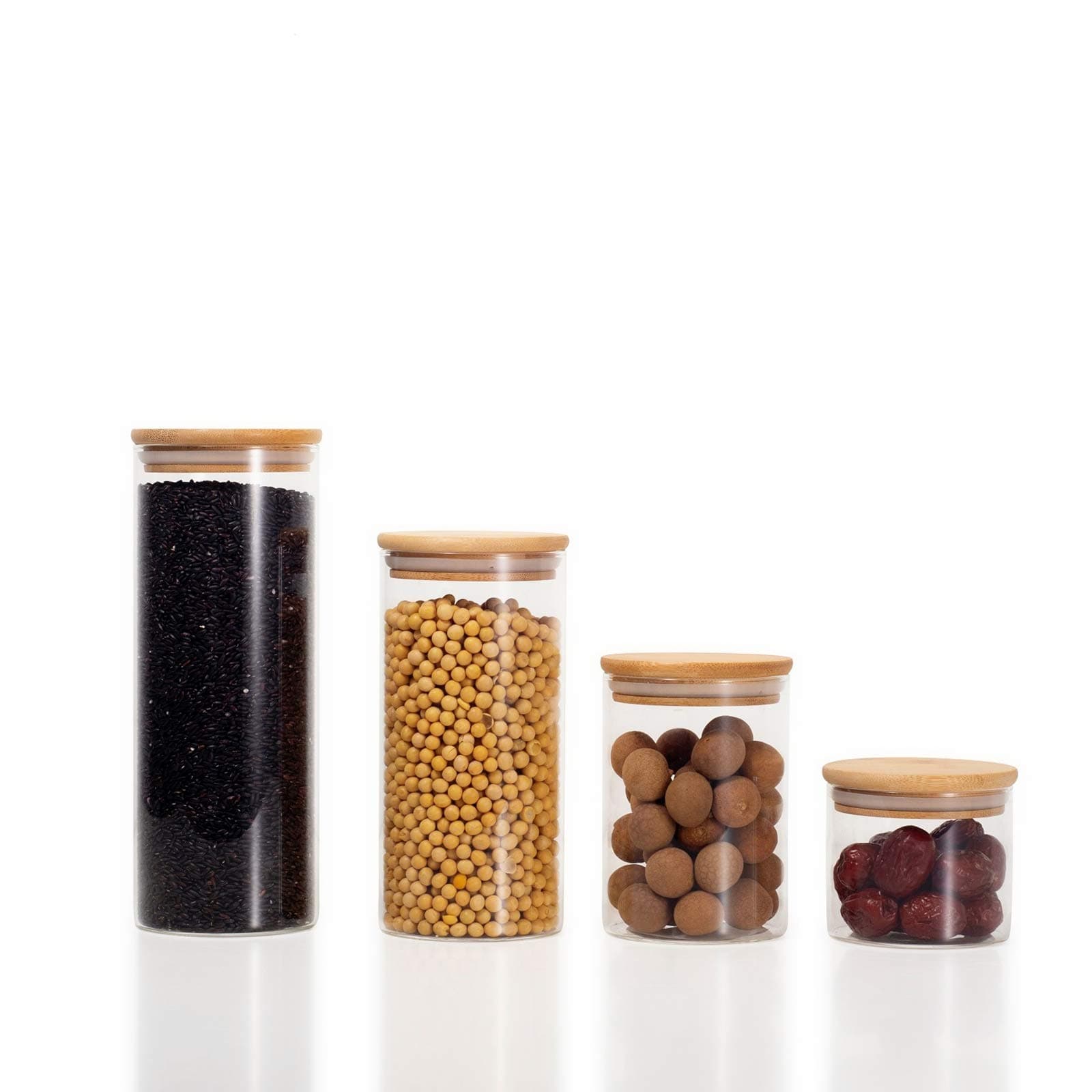 Ekirlin Airtight Food Jar,Glass Food Jar 4PCS Kitchen Canisters for Candy, Cookie,Rice and Spice Airtight Food Jar for Home Glass Storage Tank for Pasta,Pantry Canister for Coffee Bean