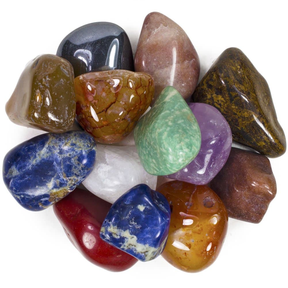 Hypnotic Gems2 Pounds Brazilian Tumbled Polished Natural Stones Assorted Mix - Extra Large Size - 1.5" to 2" - Average 1.75"