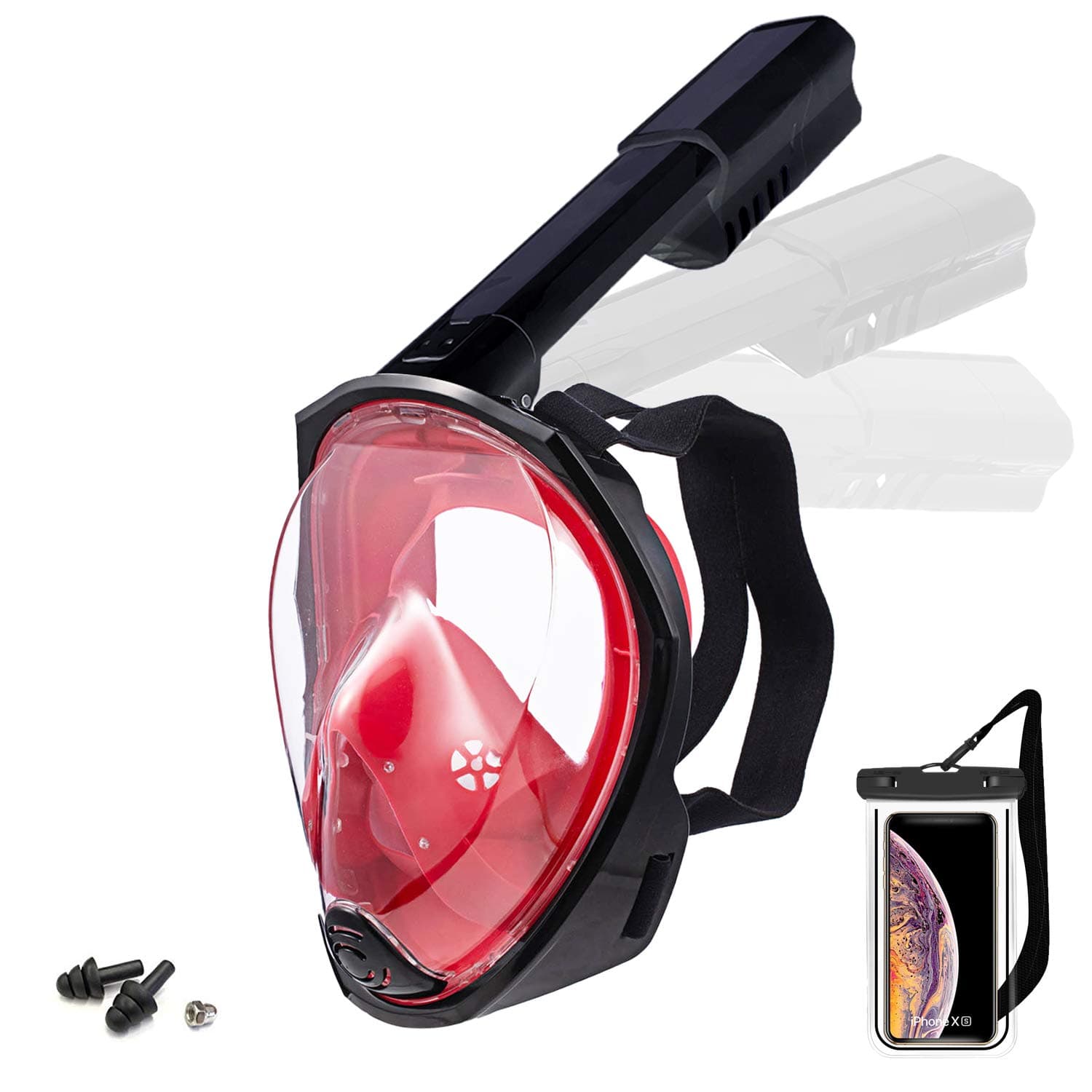 Foldable Full face Snorkeling mask with New Safety Breathing System, 180-degree Panoramic View, Waterproof and Anti-Fog, with Camera Stand, Universal Snorkeling mask