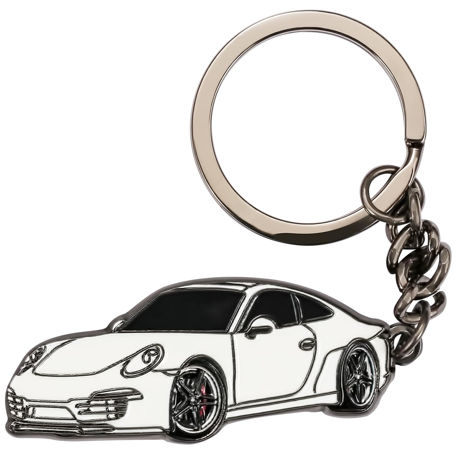 fit Porsche 911 Car Keychain Keyring for Car Key Fob Holder fit Porsche 911 Raptor Mainstream Adventure Badlands Wildtrak Car Key Fob Lanyard,Identical Car Shape Car Key Chain,Gifts for Men,White