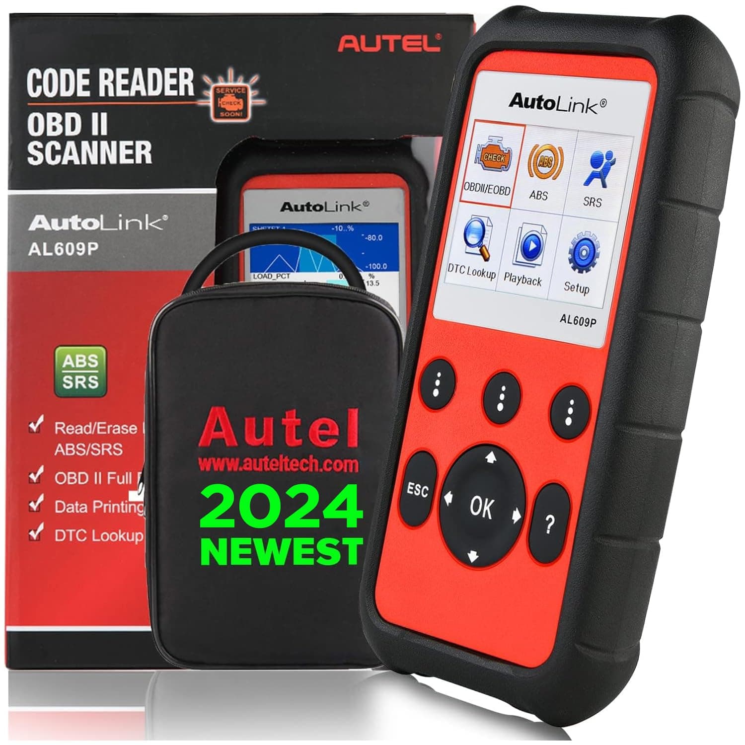 AutelAutoLink AL609P OBD2 Scanner Diagnostic Tool with ABS SRS, Turn Off Check Engine Light (MIL) & ABS/SRS Warning Light, Reset Monitors, AutoVIN, Live Data, DTC-Lookup, AL619 AL519 AL319 Upgrade