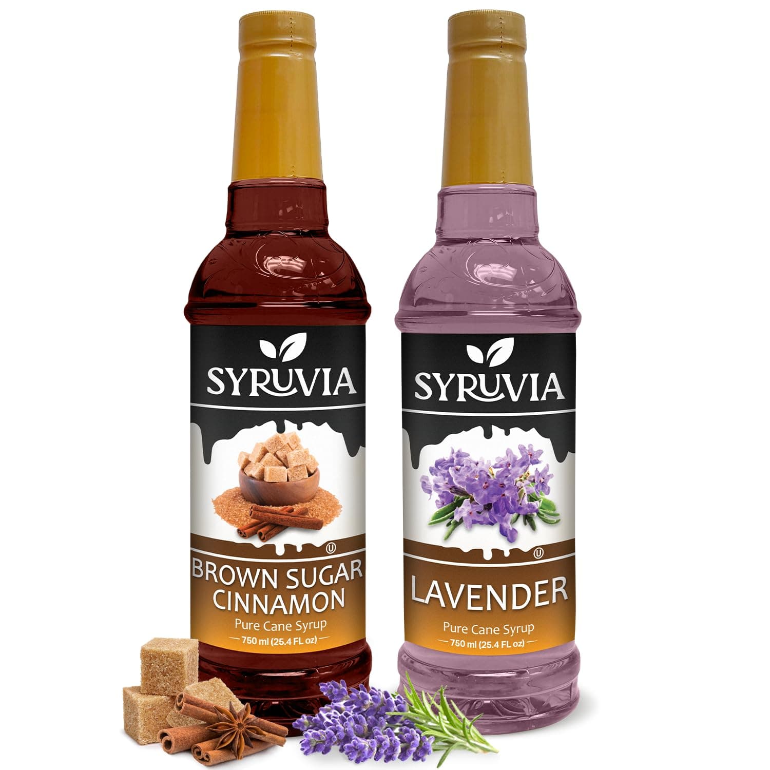 Coffee Syrup Variety Pack - Brown Sugar Cinnamon & Lavender- Gluten-Free, Kosher, 25.4 fl oz Bottles - Enhance Your Coffee Experience with Premium Flavoring Syrups