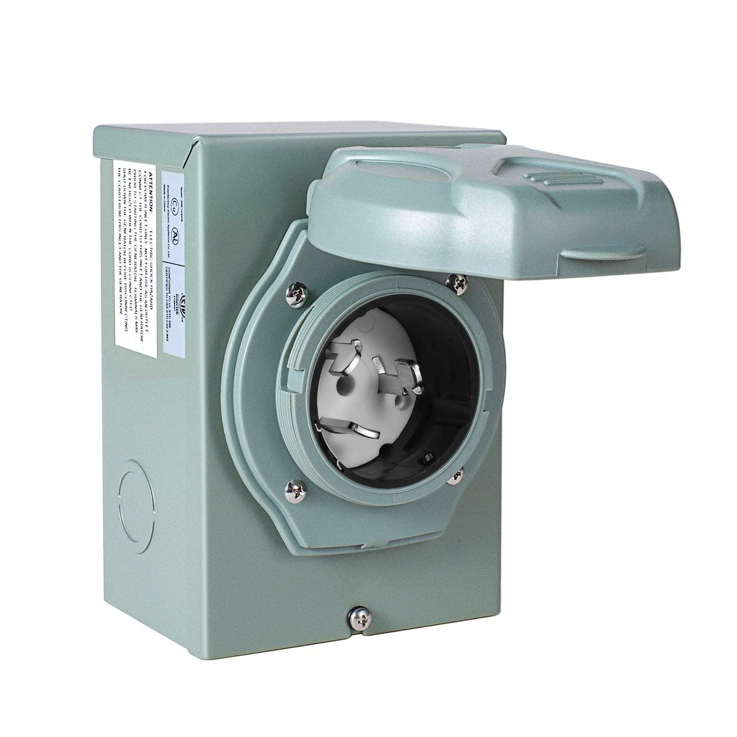 Manshan 50 Amp Generator Power Inlet Box, NEMA SS2-50P Power Inlet Box for 3 Prong Generator Cord, 125/250 Volt, 12500 Watts, ETL Listed, Weatherproof, Outdoor Use