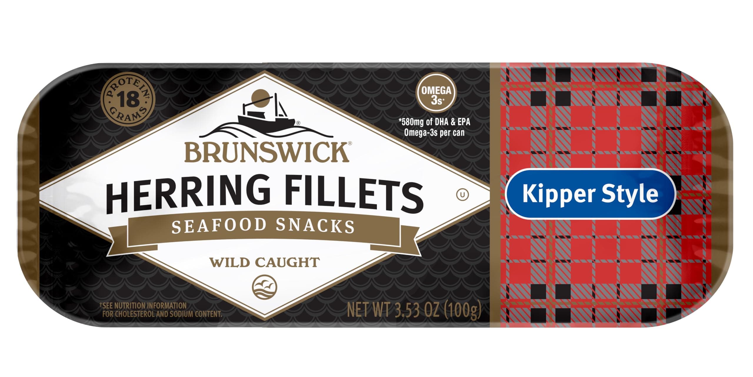 Brunswick Boneless Kipper Style Herring Fillets, 3.53 oz Can - 18g Protein per Serving - Gluten Free, Keto Friendly - Great for Pasta & Seafood Recipes