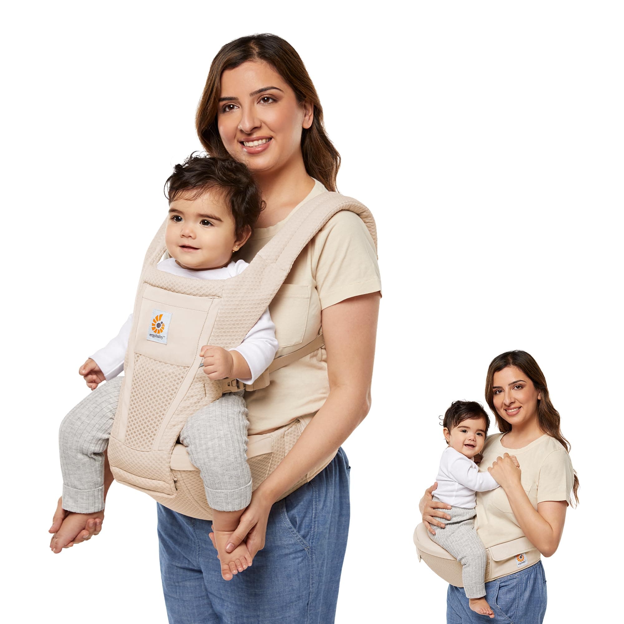 Ergobaby Alta Hip Seat All-Position Breathable Mesh Hip Seat & Carrier, Natural Beige