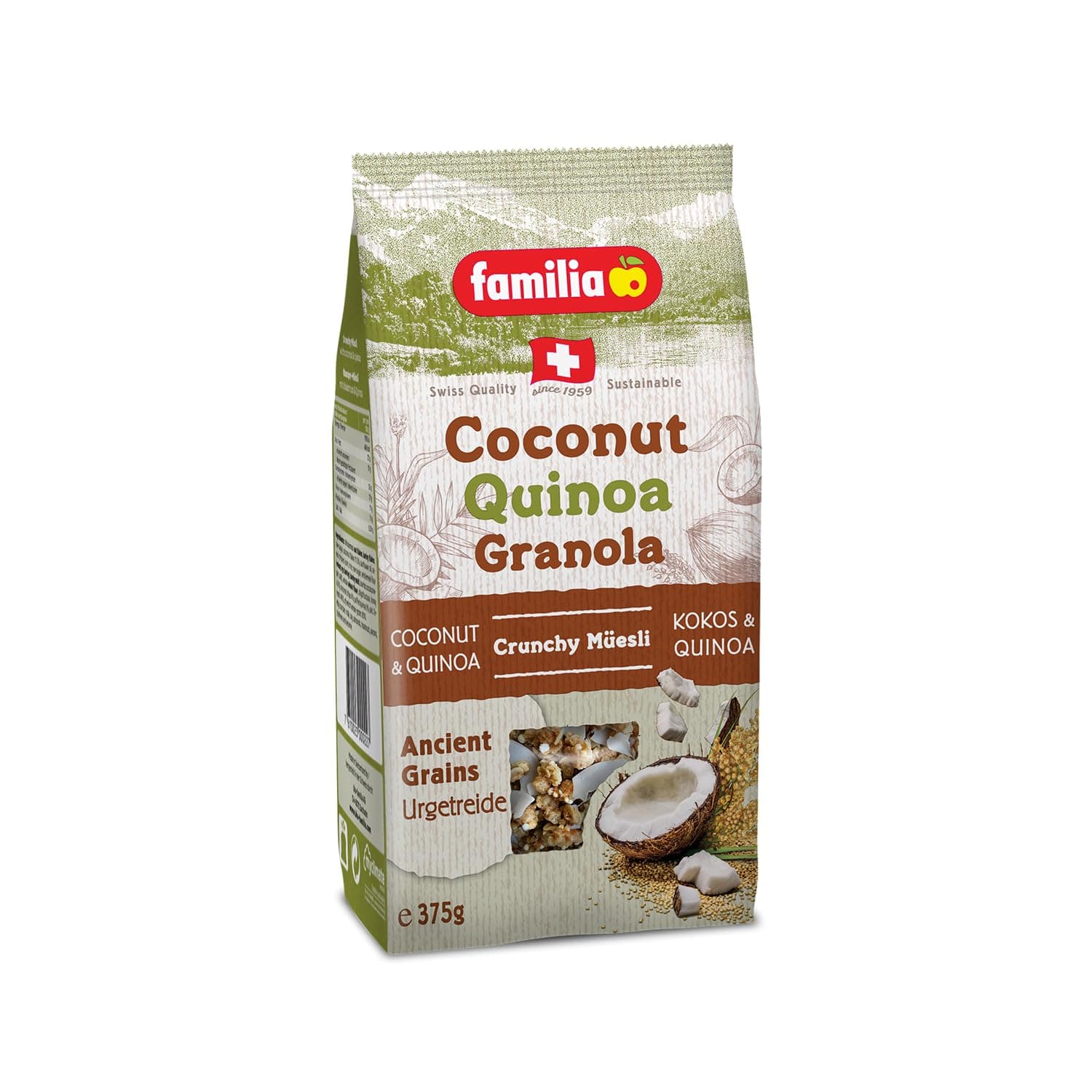 Familia Coconut Quinoa Granola - Crunchy Muesli Rich in Fiber - 375 g