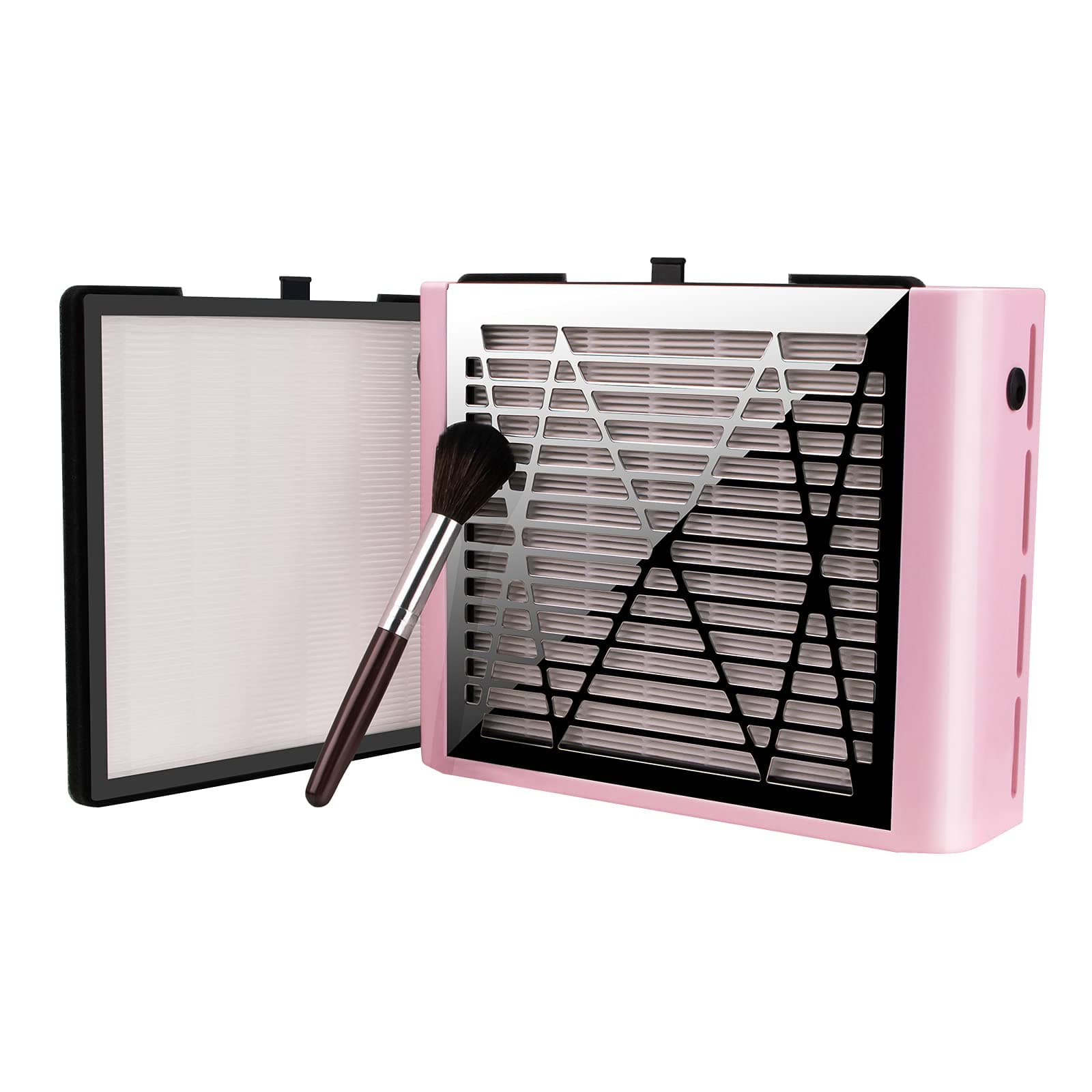 Nail Dust Collector with Brush and 2 Reusable Filters, 60W Vacuum Dust Fan for Acrylic Nails (pink)