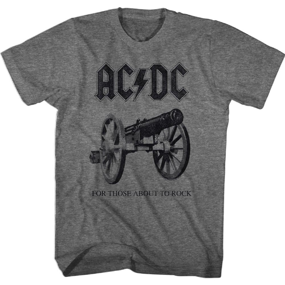 American ClassicsAC/DC Vintage Rock Band Music Group About to Rock Album Adult Grey T-Shirt Tee