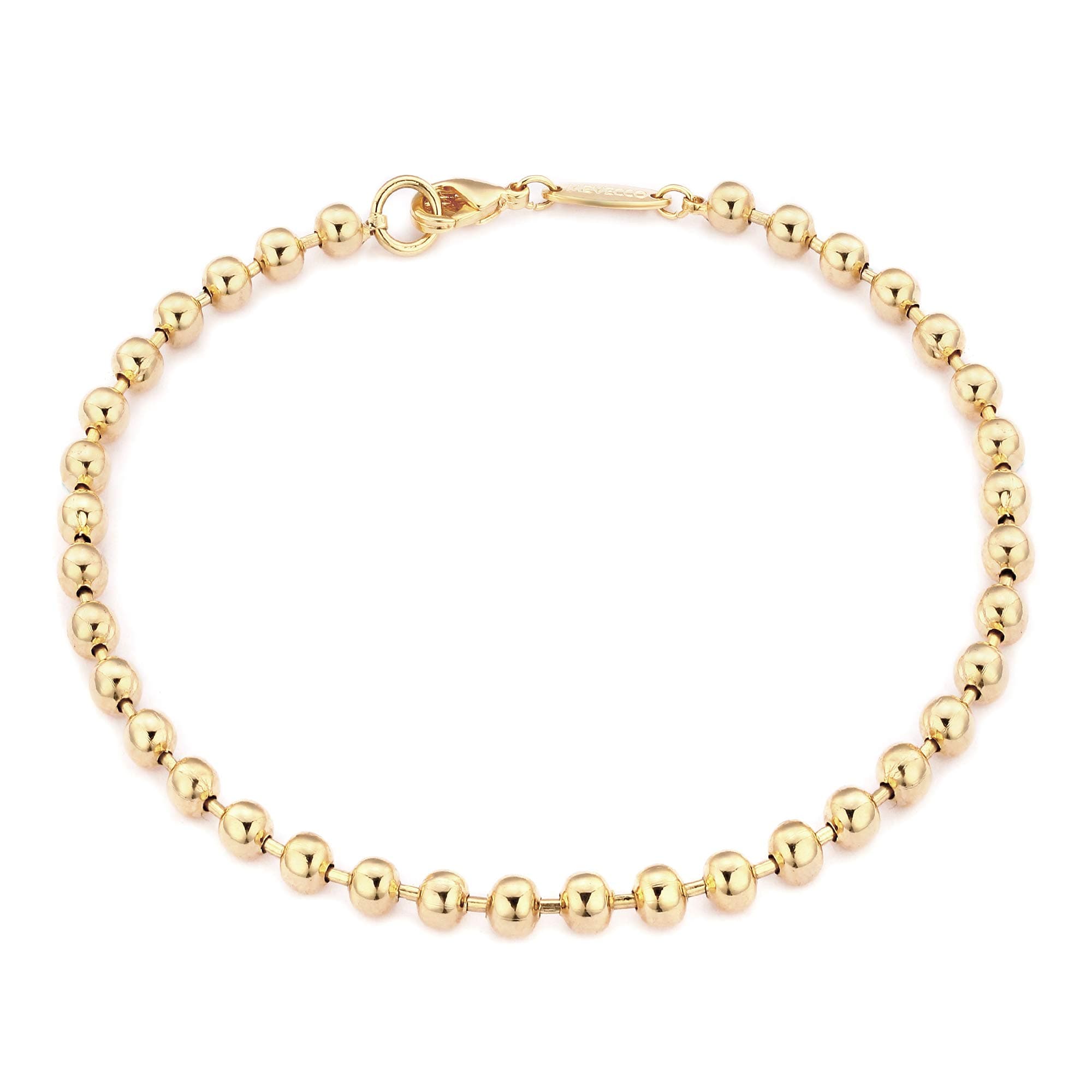 Gold Beaded Bracelets,14K Gold Plated Handmade Cute Satellite Round Beads Dainty Chain Bracelet for Women 4mm