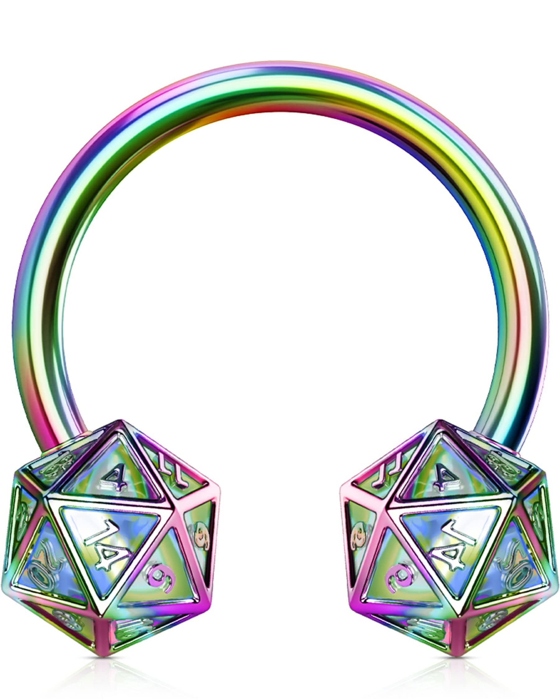 16G Septum Rings, 316L Surgical Steel Septum Piercing Jewelry, Icosahedron Dice Cartilage Earrings, Helix Daith Conch Piercing Jewelry For Women And Men