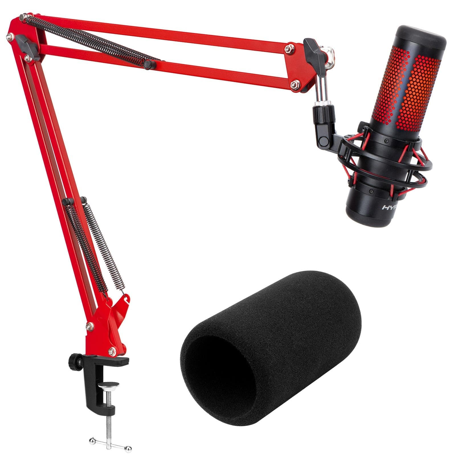 Hyper x QuadCast Boom Arm - Upgraded Red Boom Arm for HyperX QuadCast with QuadCast Windscreen, Sound Insulation and Noise Reduction, HyperX QuadCast Microphone Arm with 3/8" to 5/8" Adapter