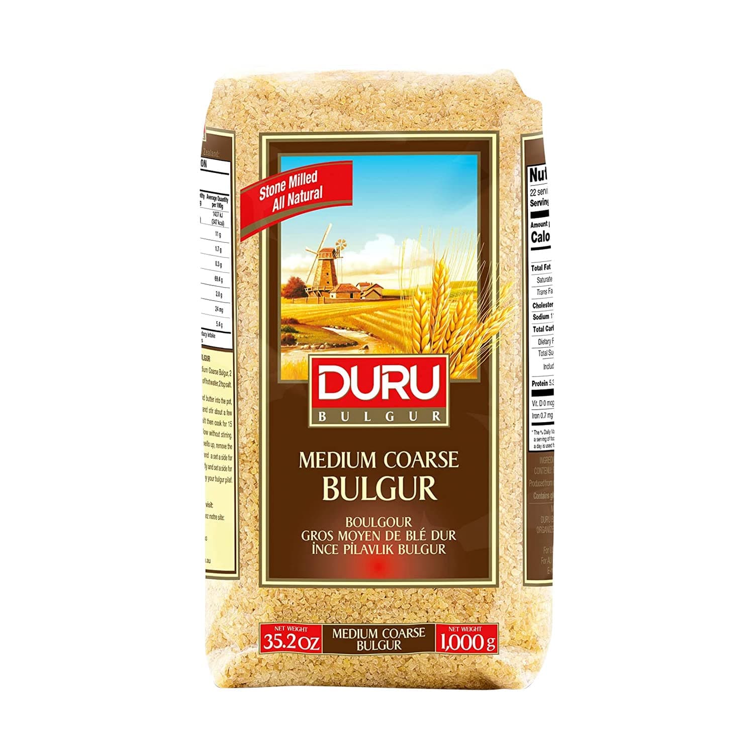 Medium Coarse Bulgur, 35.2oz (1000g), Wheat Berries, 100% Natural and Certificated, High Fiber and Protein, Non-GMO, Great for Vegan Recipes, Better than Rice