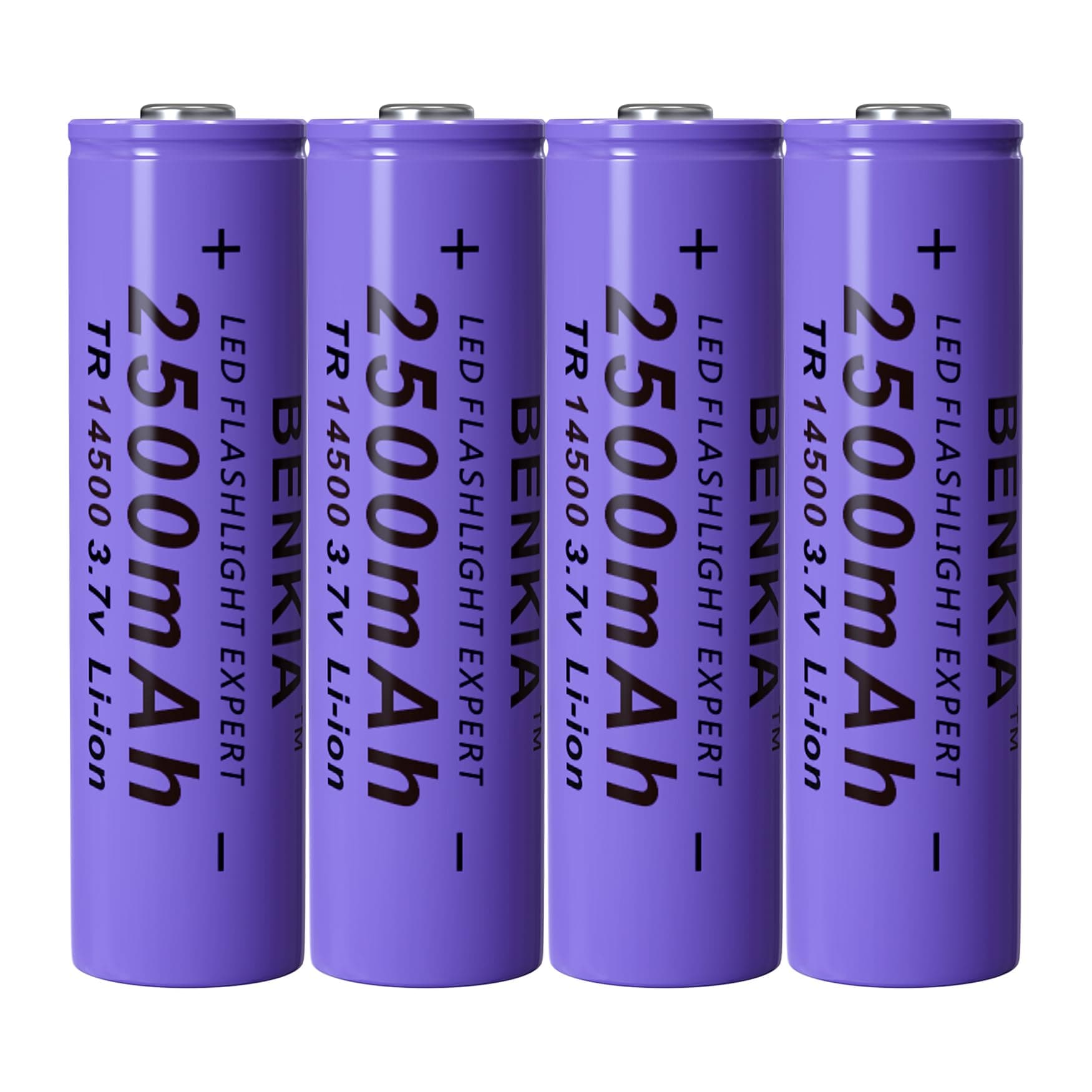 14500 Rechargeable Battery 2500mAh Battery 4 Pack Large Capacity 3.7Volt Li-ion Batteries for Flashlights Headlamps