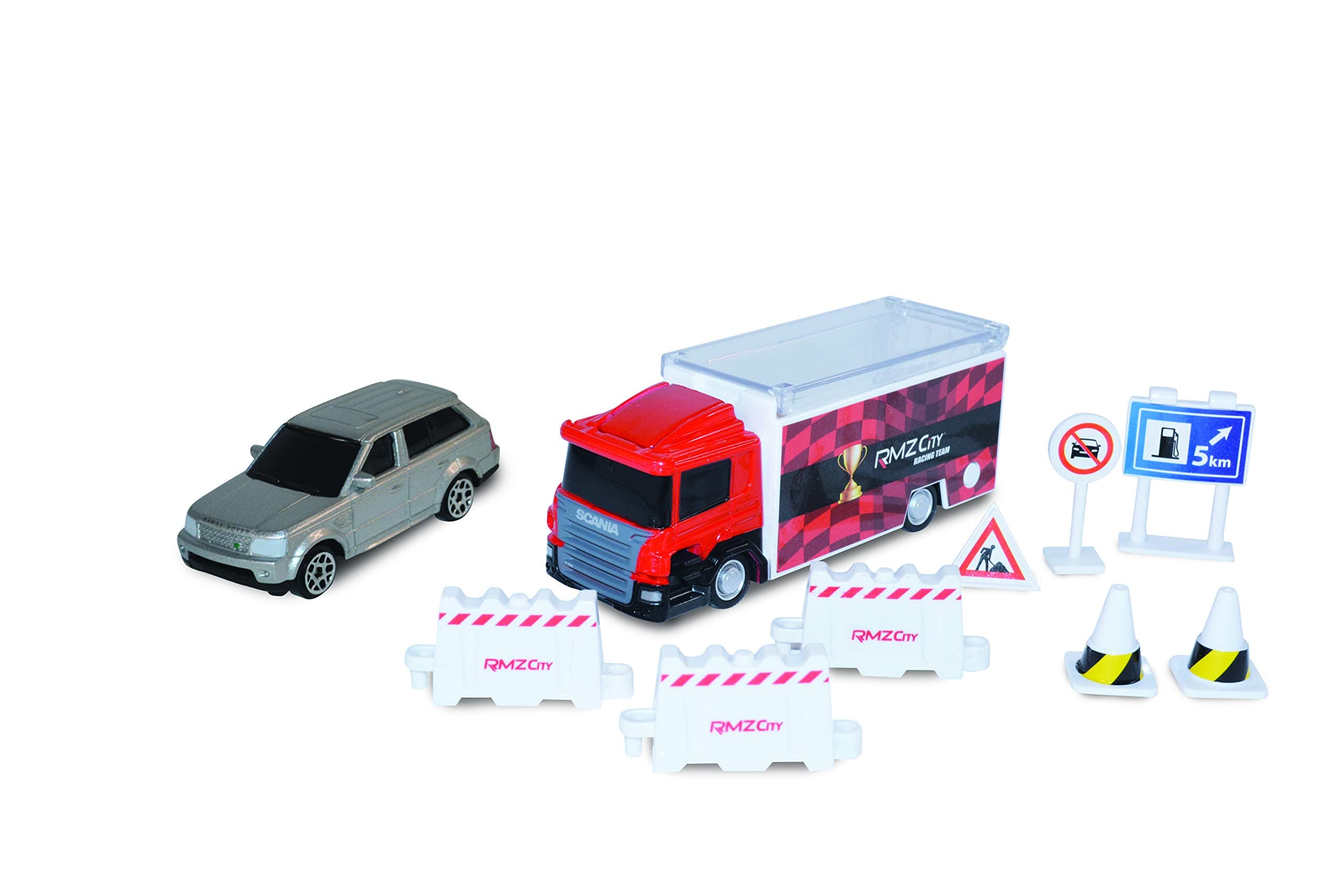 RMZ 1: 64 Scania Truck Launcher Red with Range Rover Sport