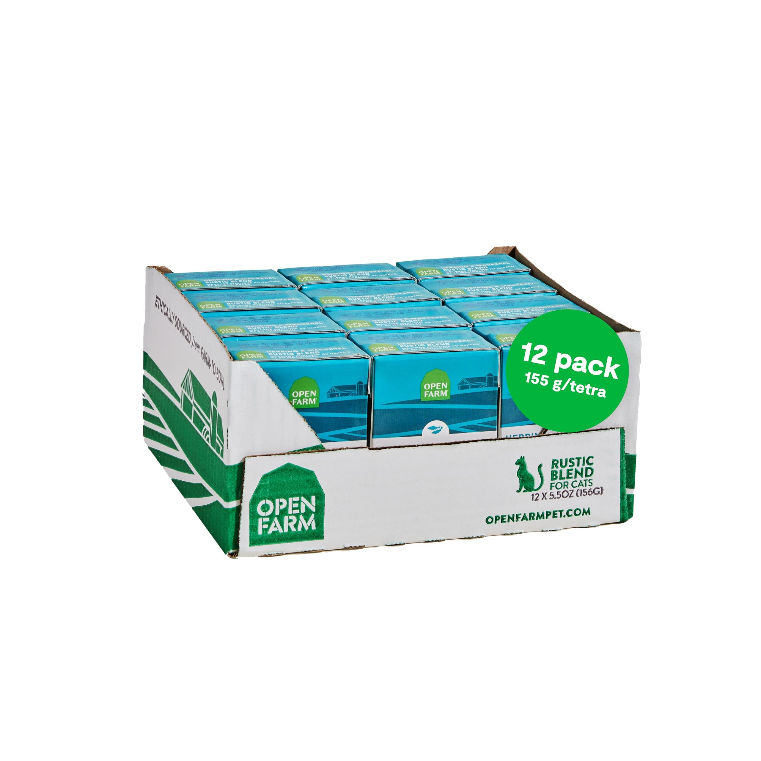 Rustic Blend Wet Cat Food, Complete & Balanced Medley with Human-Grade Ingredients, Humanely-Raised Meat, Non-GMO Veggies & Bone Broth, Herring & Mackerel Recipe, 5.5oz Packs (Case of 12)