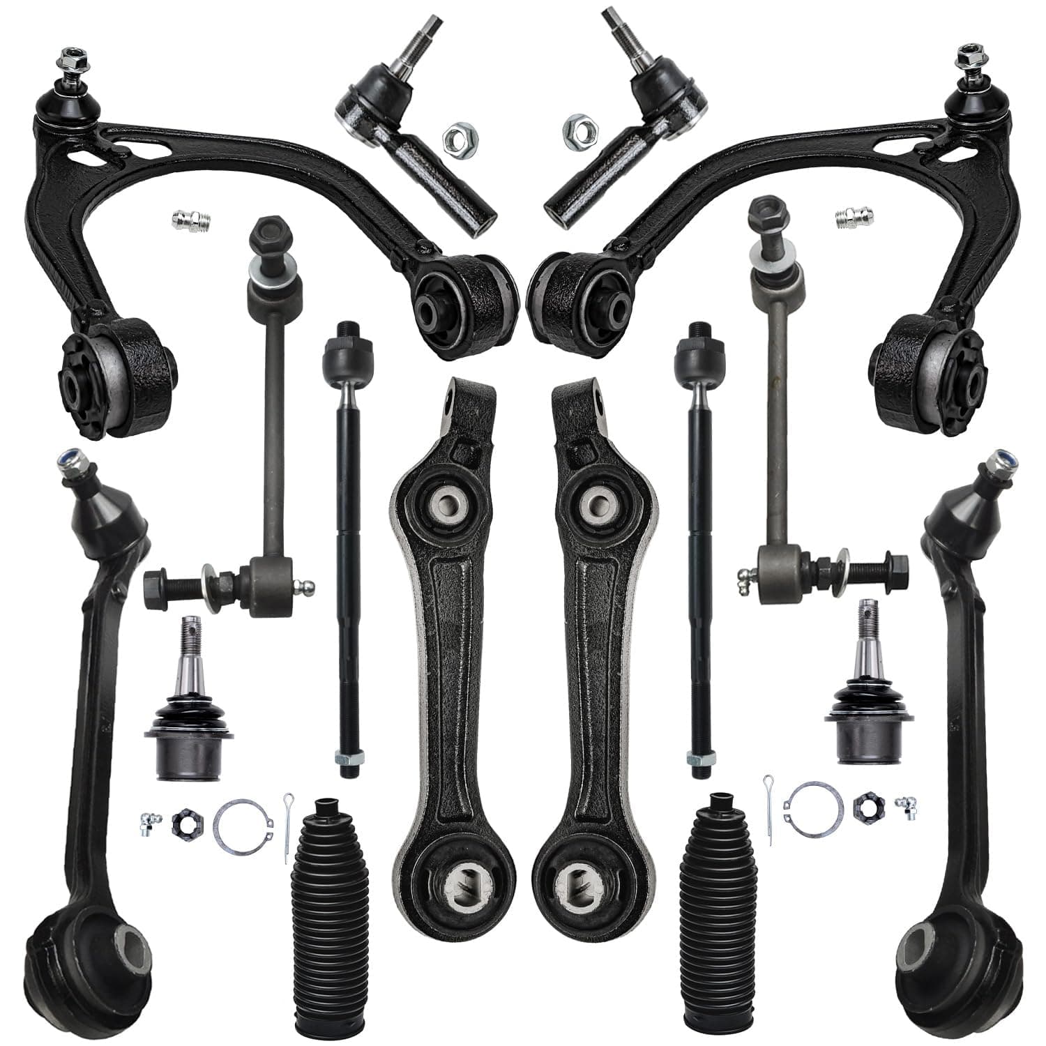 Detroit Axle - Front End 16pc Suspension Kit for RWD Chrysler 300 Dodge Charger Challenger Magnum 6 Control Arms w/Ball Joints 2 Sway Bar Links 2 Ball Joints 4 Tie Rods 2 Boots Replacement