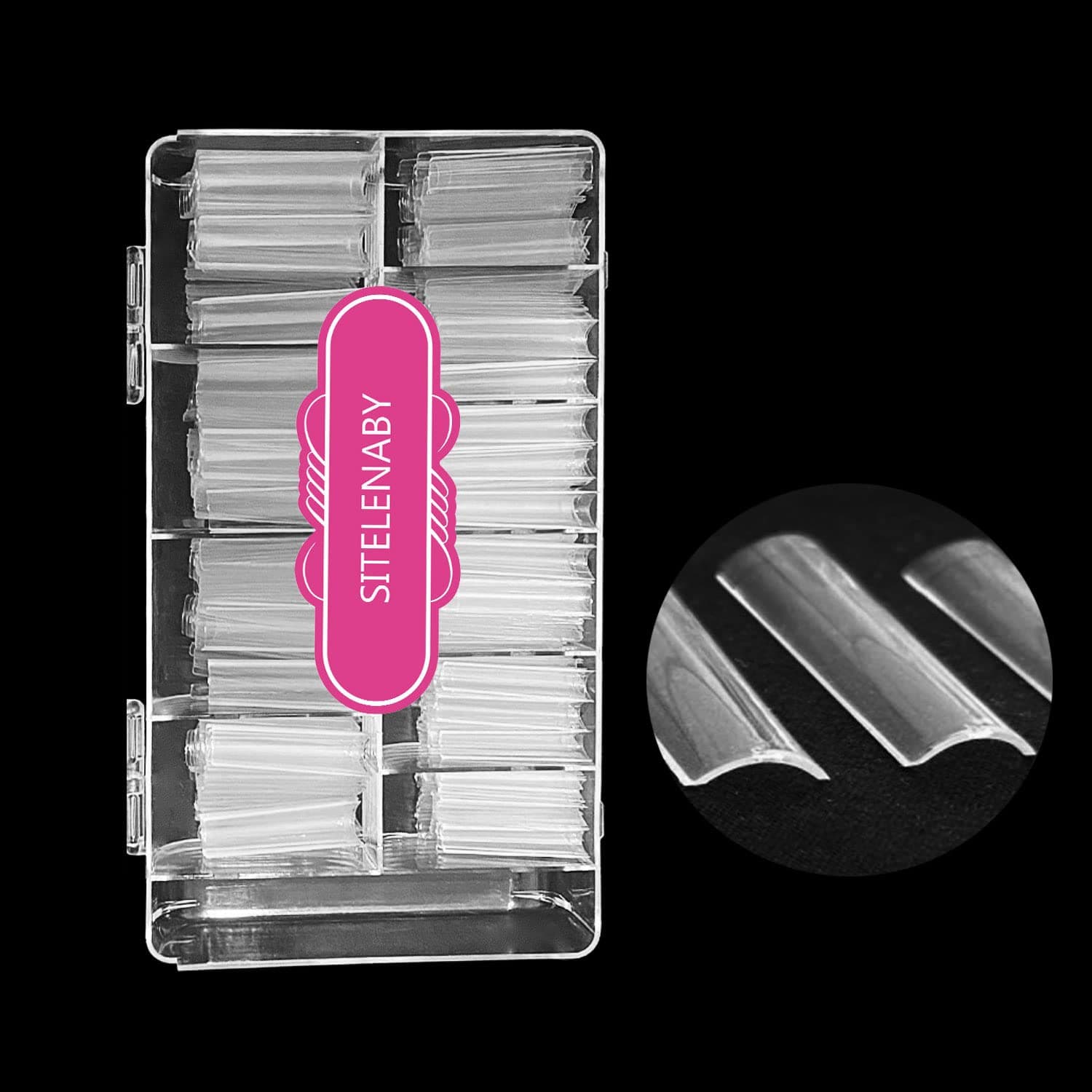 XXL Square Nail Tips-Clear Flattened Half Cover ABS Nails, 500 pcs, DIY French Nails, No C Curve