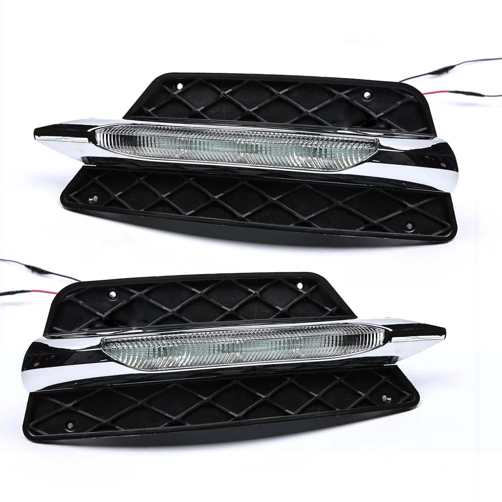 Set of LED Daytime Running Driving Light, Xtreme Super Bright Front Bumper Fog Lamp w/Led Bulbs Replacement for Benz W204 C-class C300 C260 2013 2014 2015, 1 Pair DRL (Left & Right)
